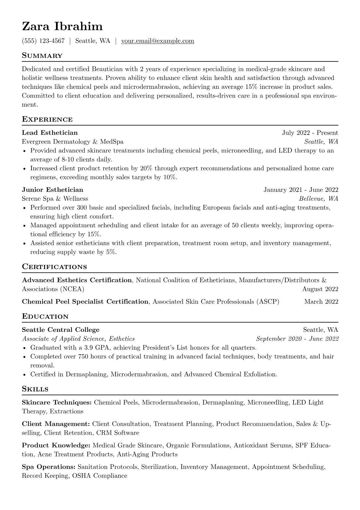 Beautician version - Page 1