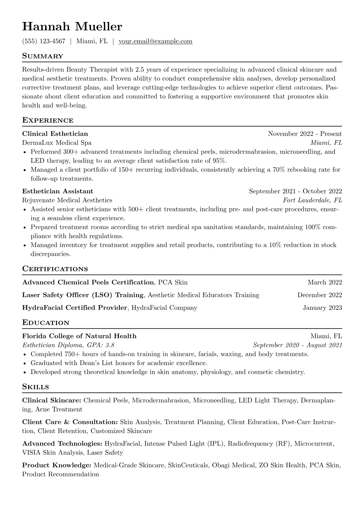 Medical Spa Esthetician version - Page 1