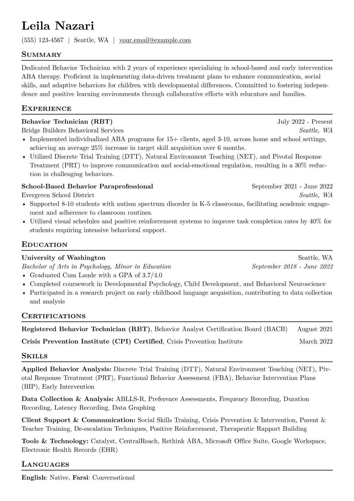 Applied Behavior Analysis version - Page 1