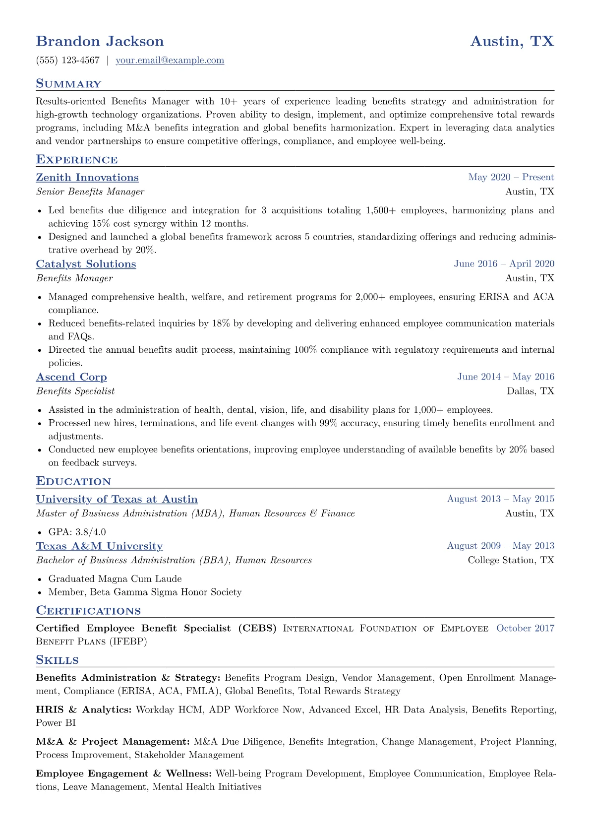Benefits Manager version - Page 1