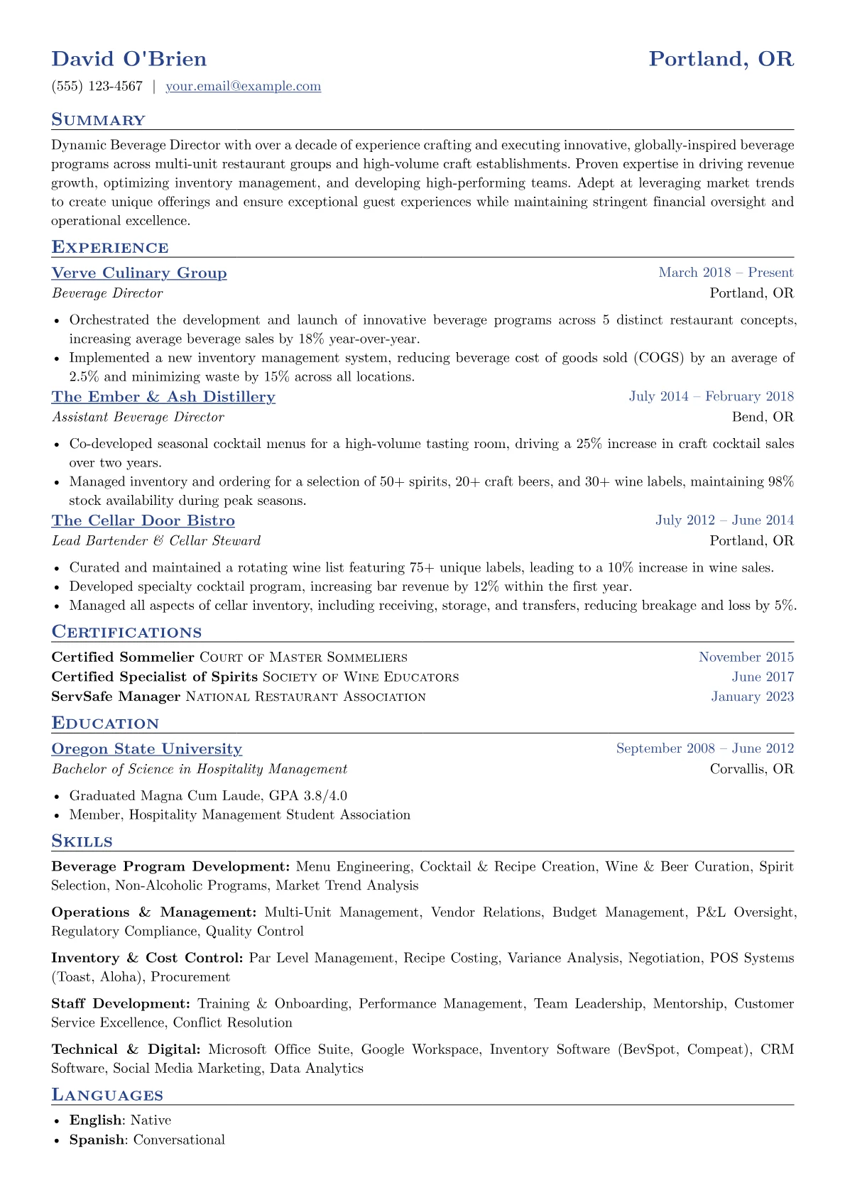 Beverage Director version - Page 1
