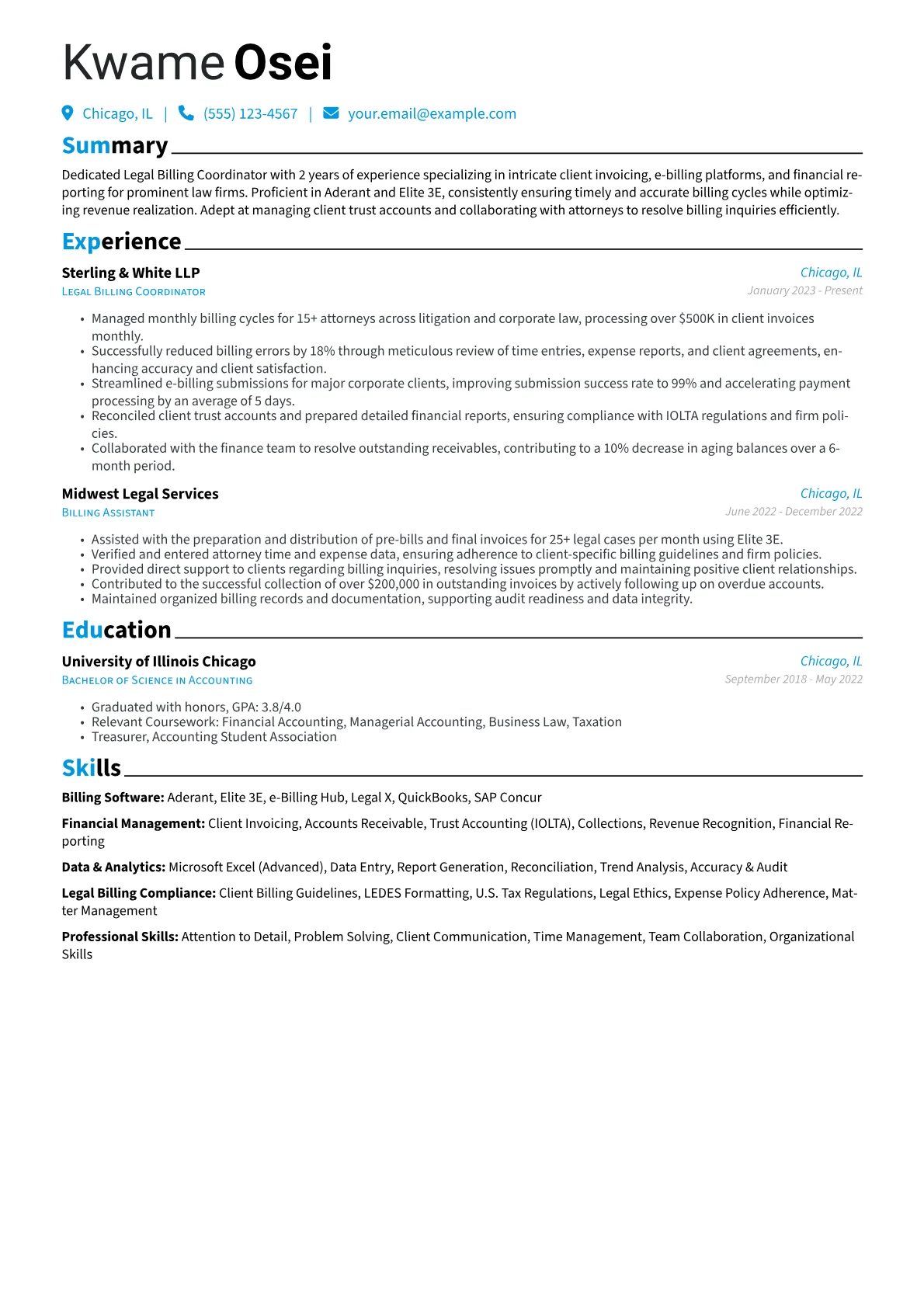 Legal Billing Coordinator version - Page 1