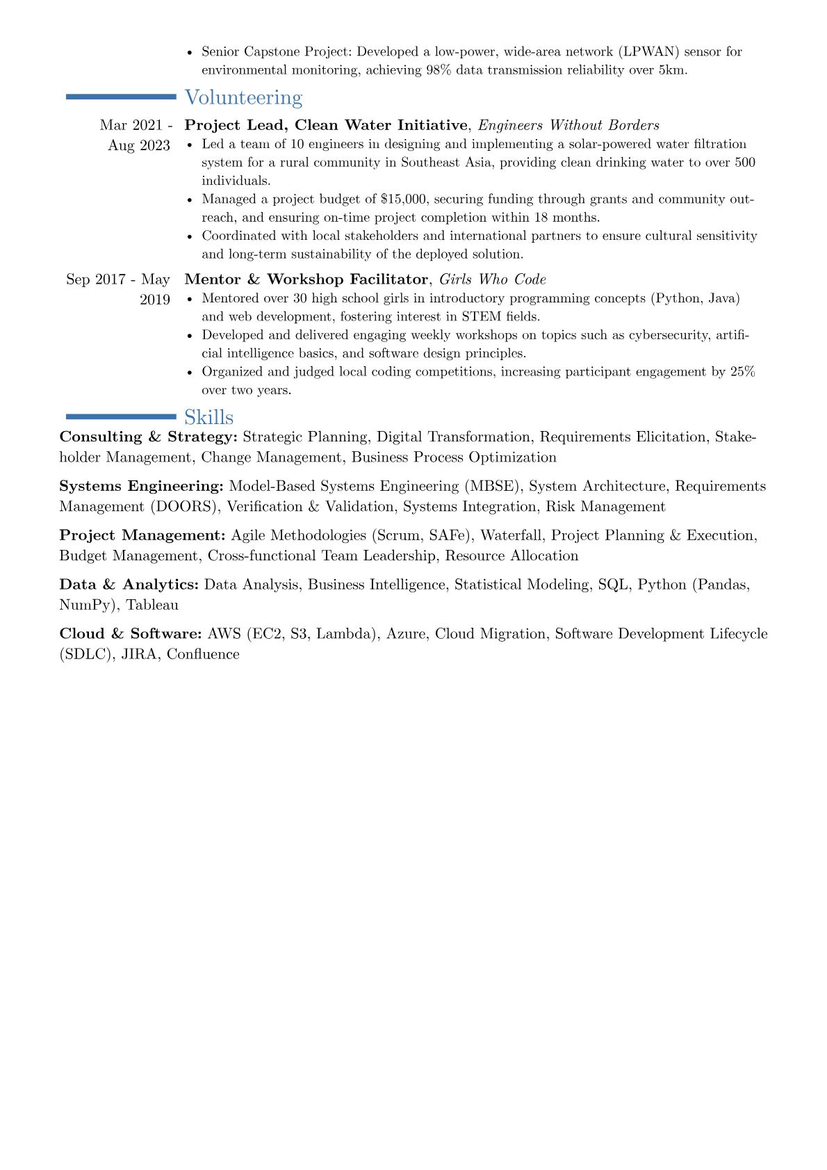 Booz Allen Hamilton resume example, Career changer, page 2