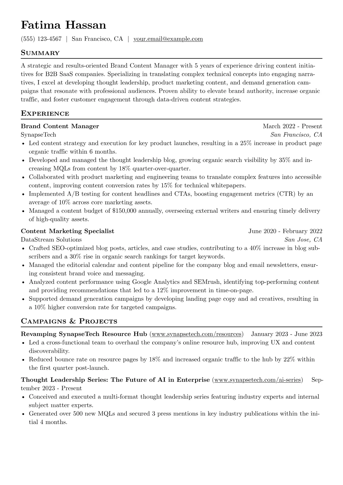B2B SaaS Content Manager version - Page 1