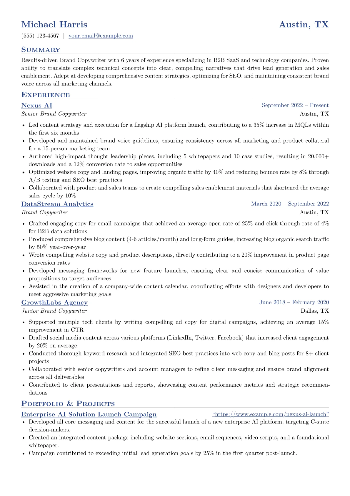 Brand Copywriter - B2B version - Page 1