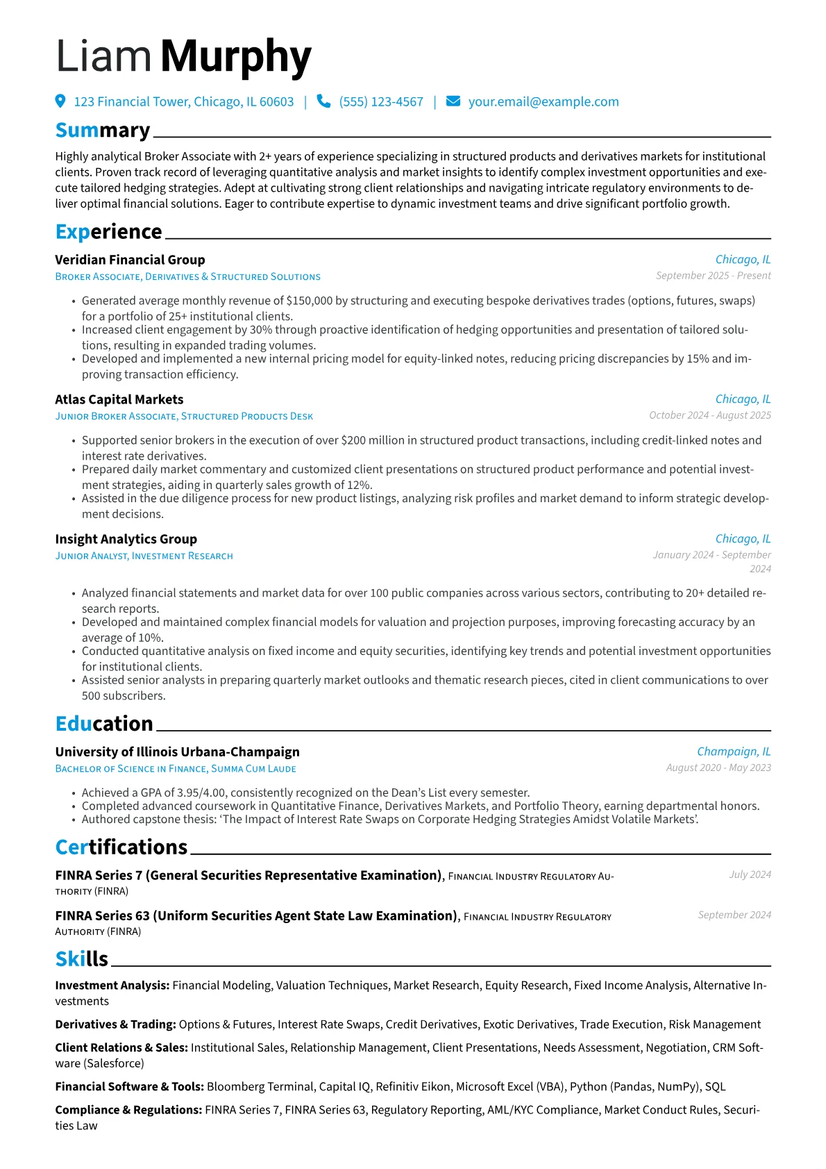 Broker Associate resume example, Structured Products, page 1