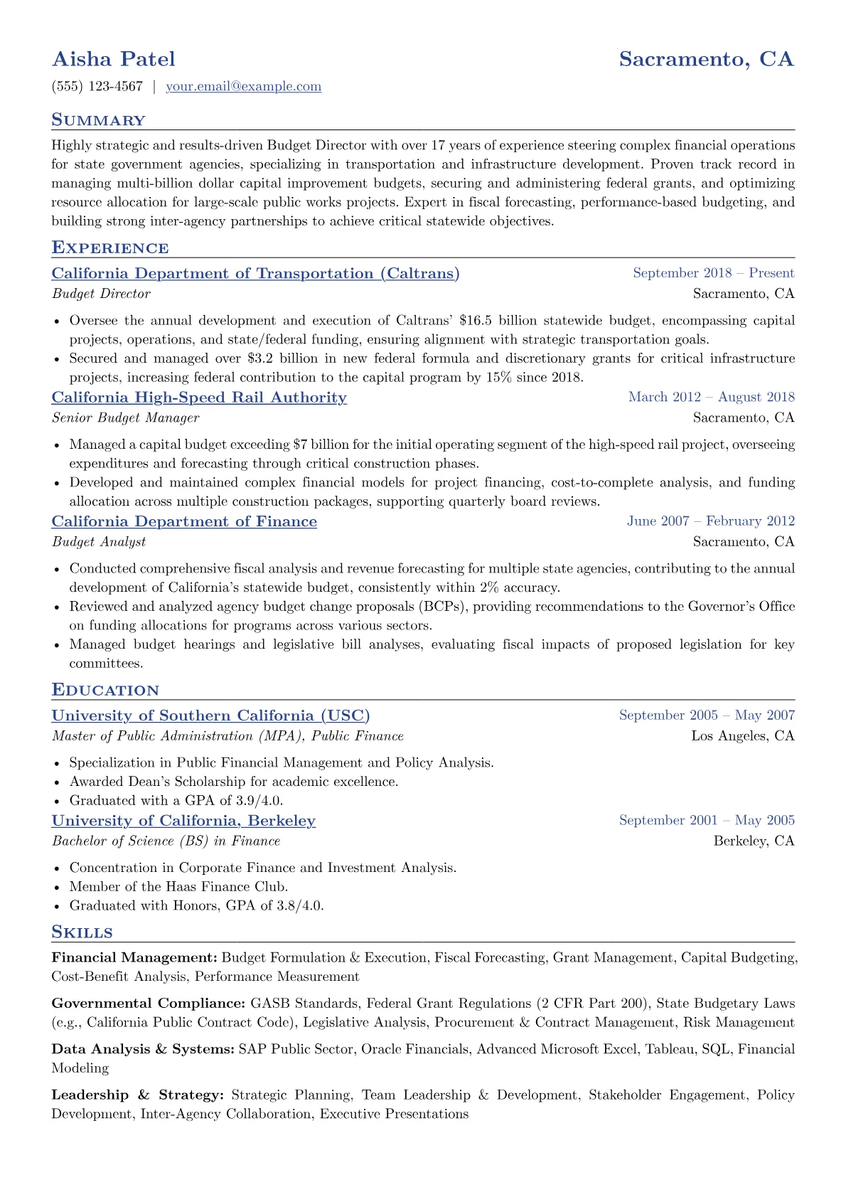 Budget Director version - Page 1