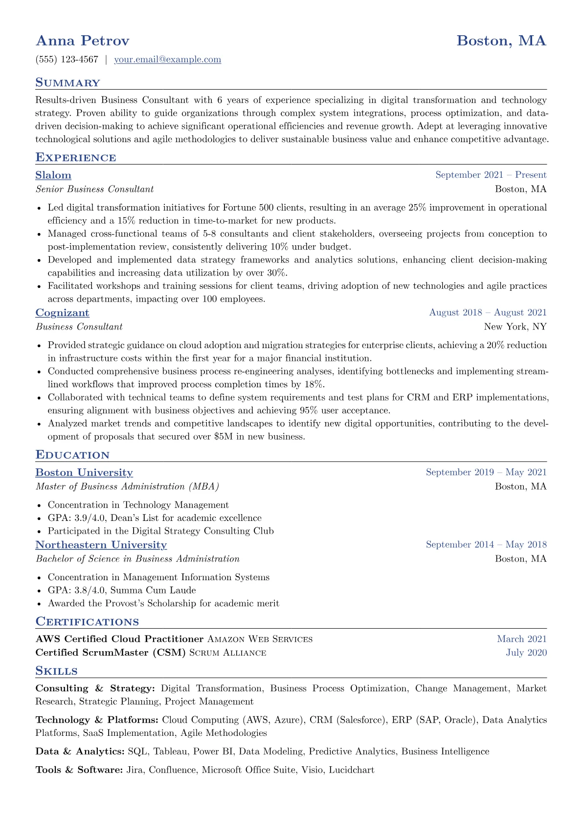 Business Consultant version - Page 1