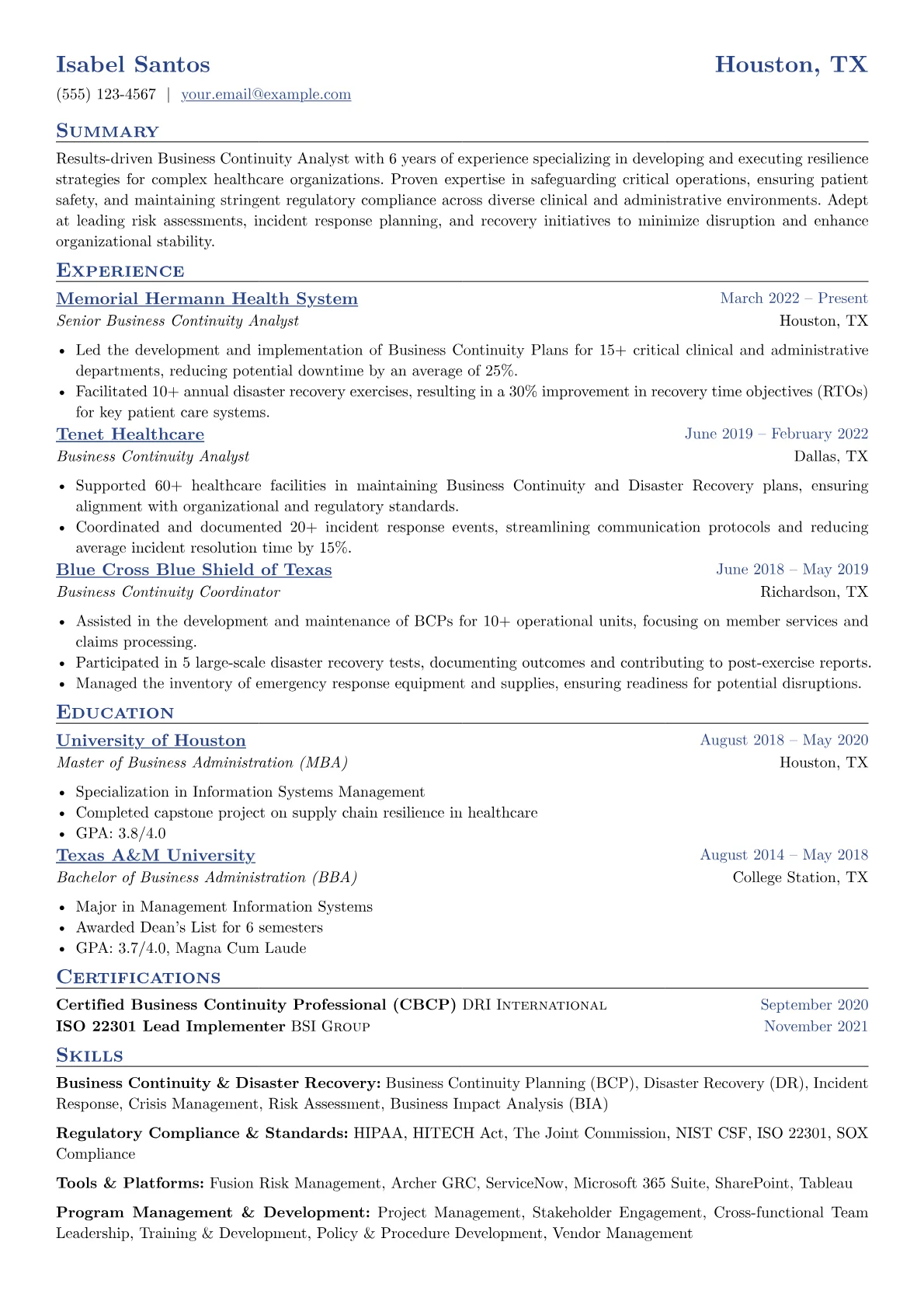 Business Continuity version - Page 1