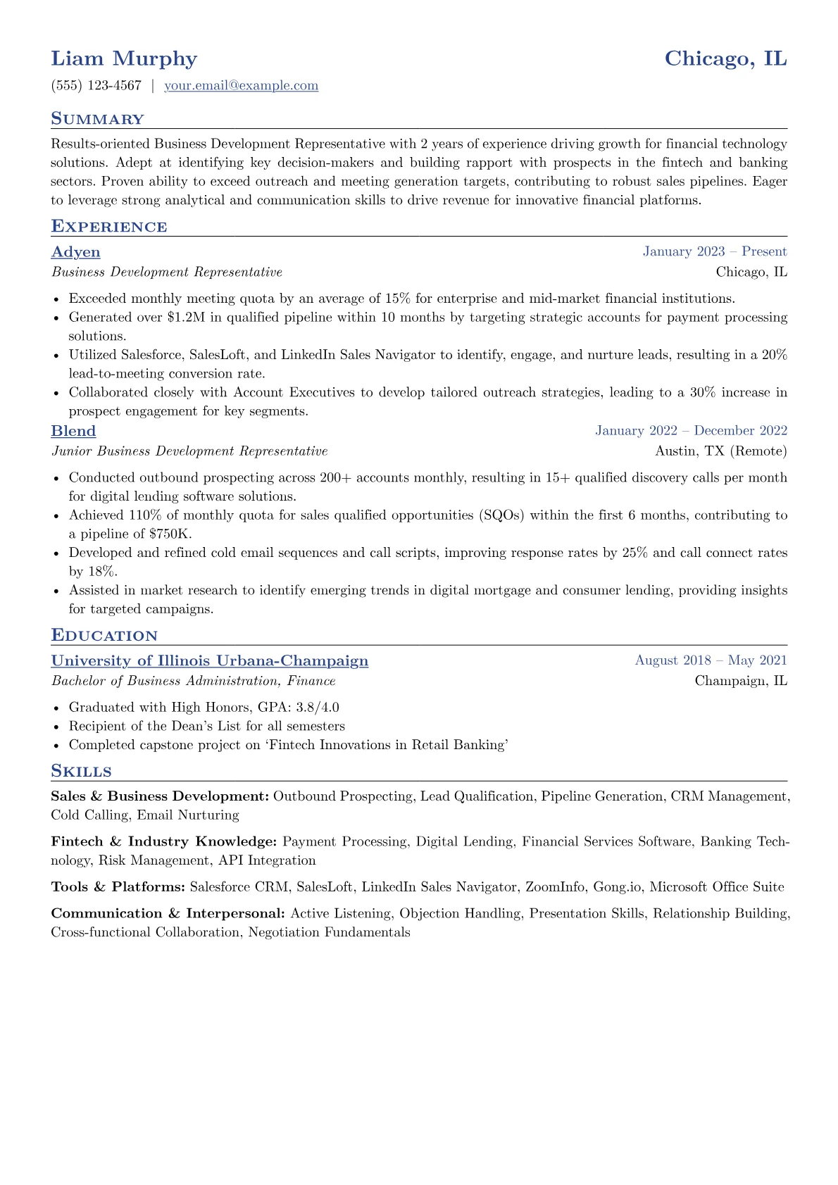 Business Development version - Page 1
