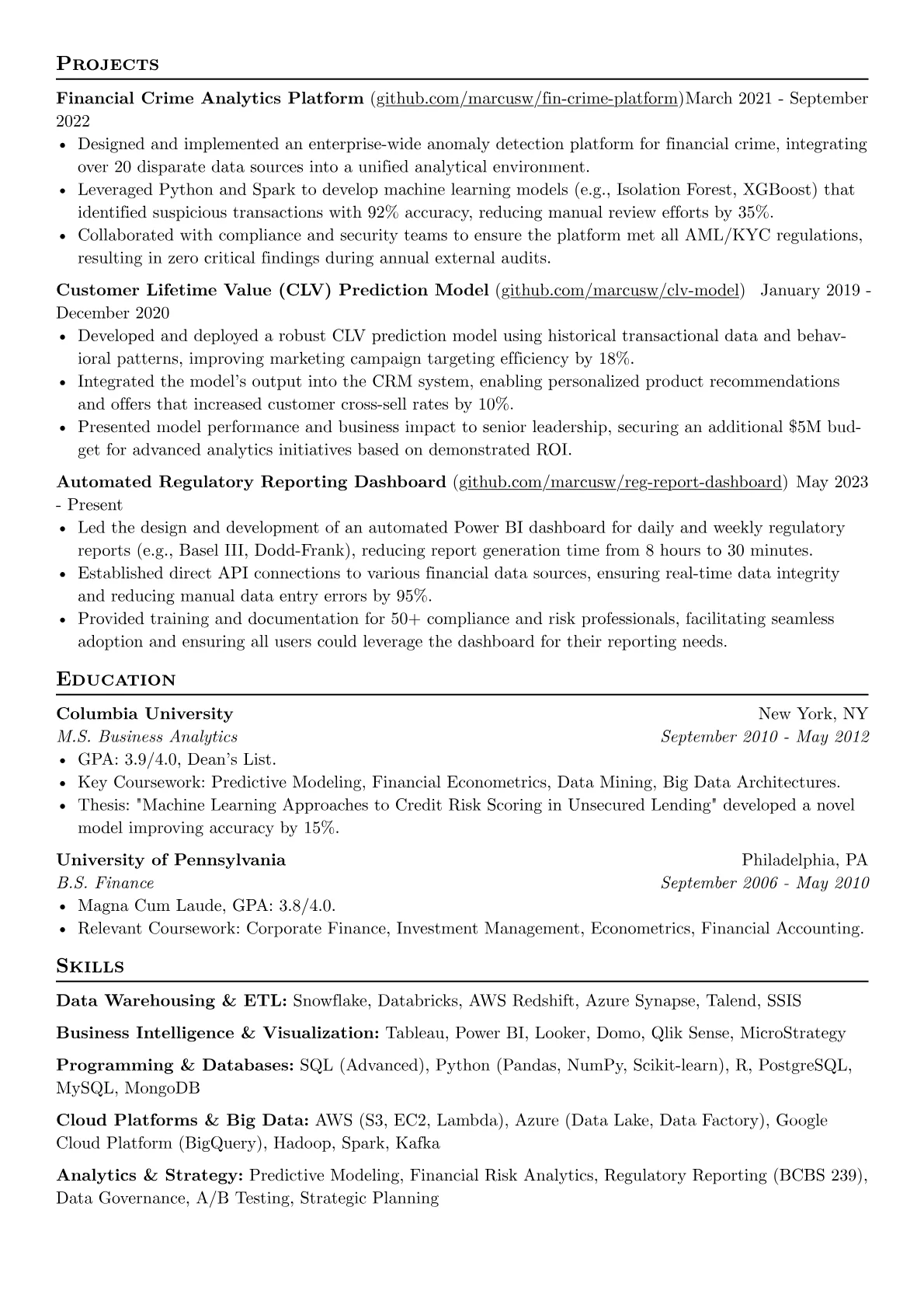 Business Intelligence Director resume example, Data Warehousing & ETL, page 2