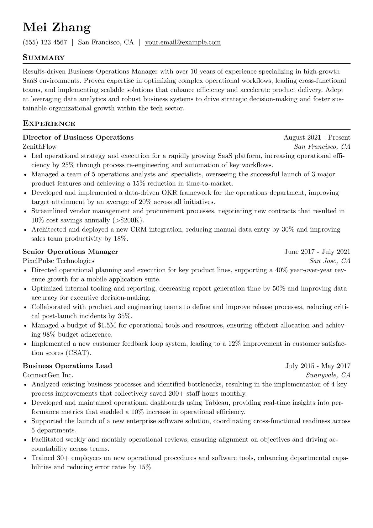 Business Operations version - Page 1