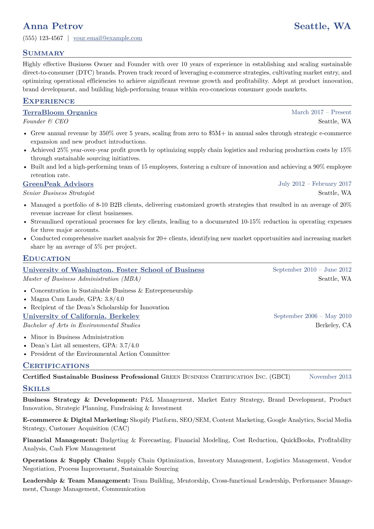 Business Owner version - Page 1