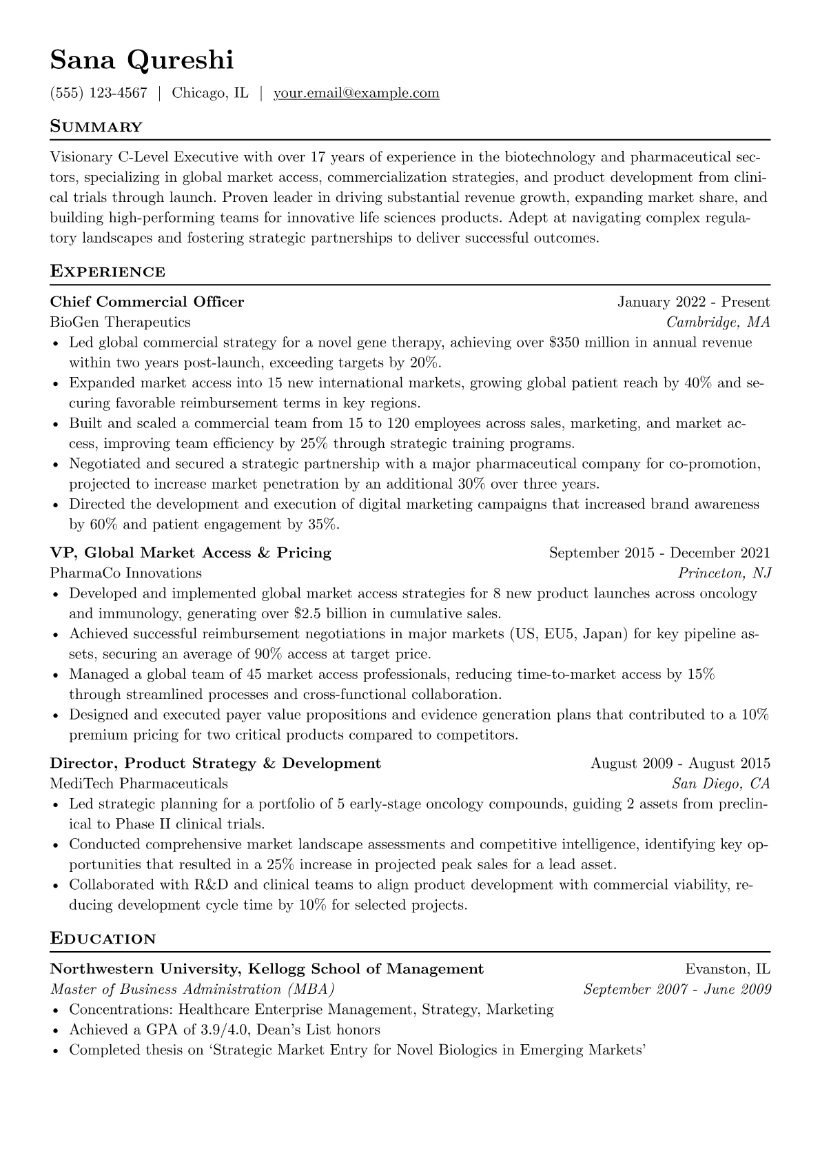 C-Level Executive resume example, C-Level Executive, page 1
