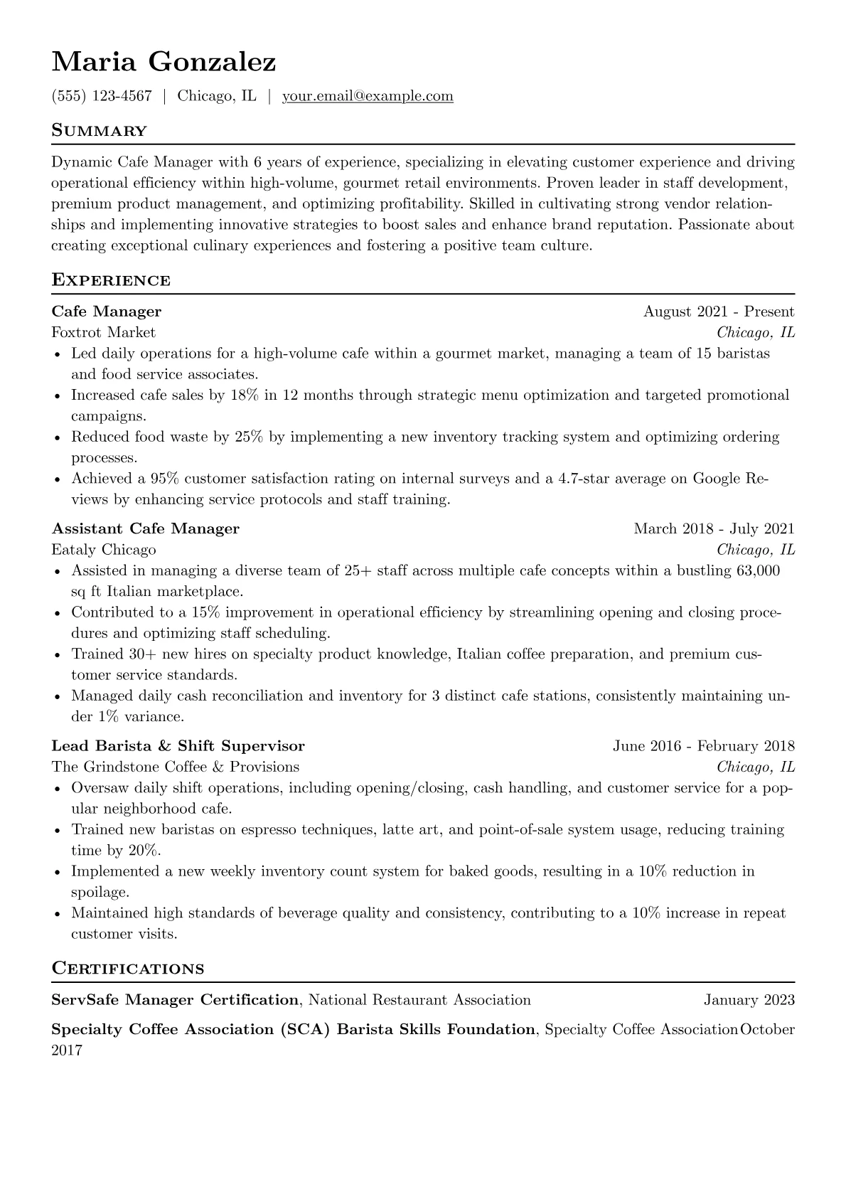 Cafe Manager version - Page 1