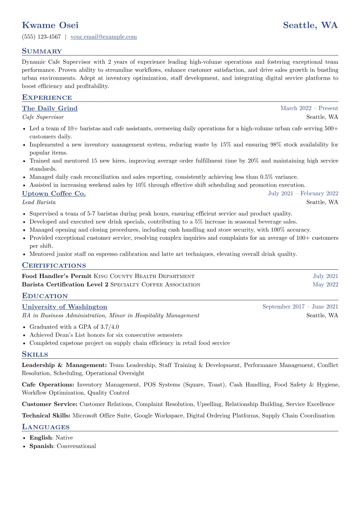 Cafe Supervisor version - Page 1