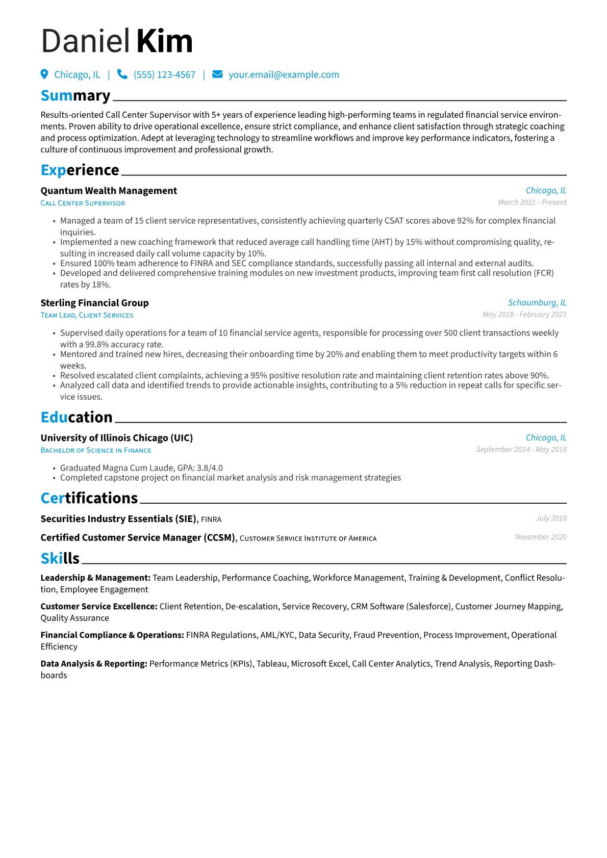 Call Center Supervisor version - Page 1