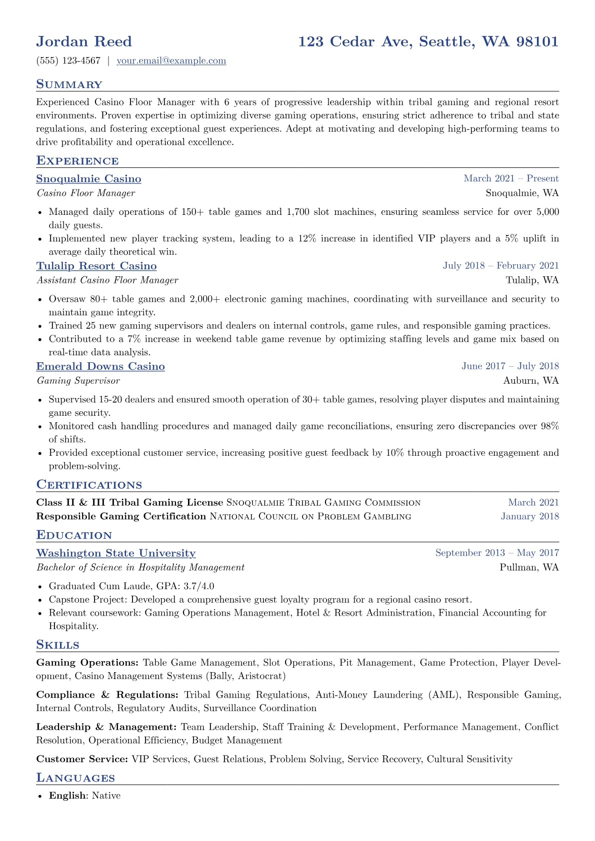 Tribal Gaming Specialist version - Page 1