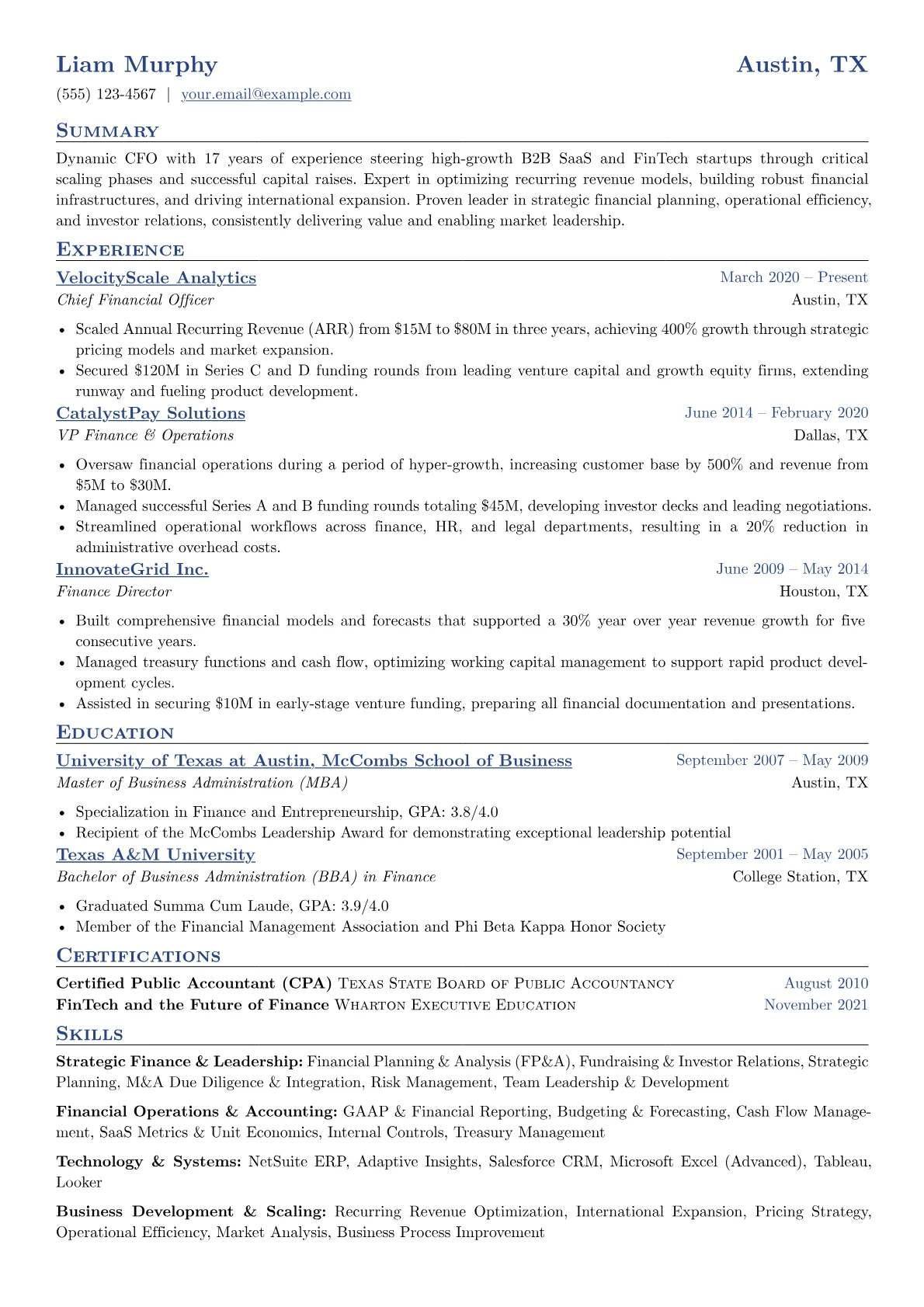 CFO Startup - B2B SaaS version - Page 1