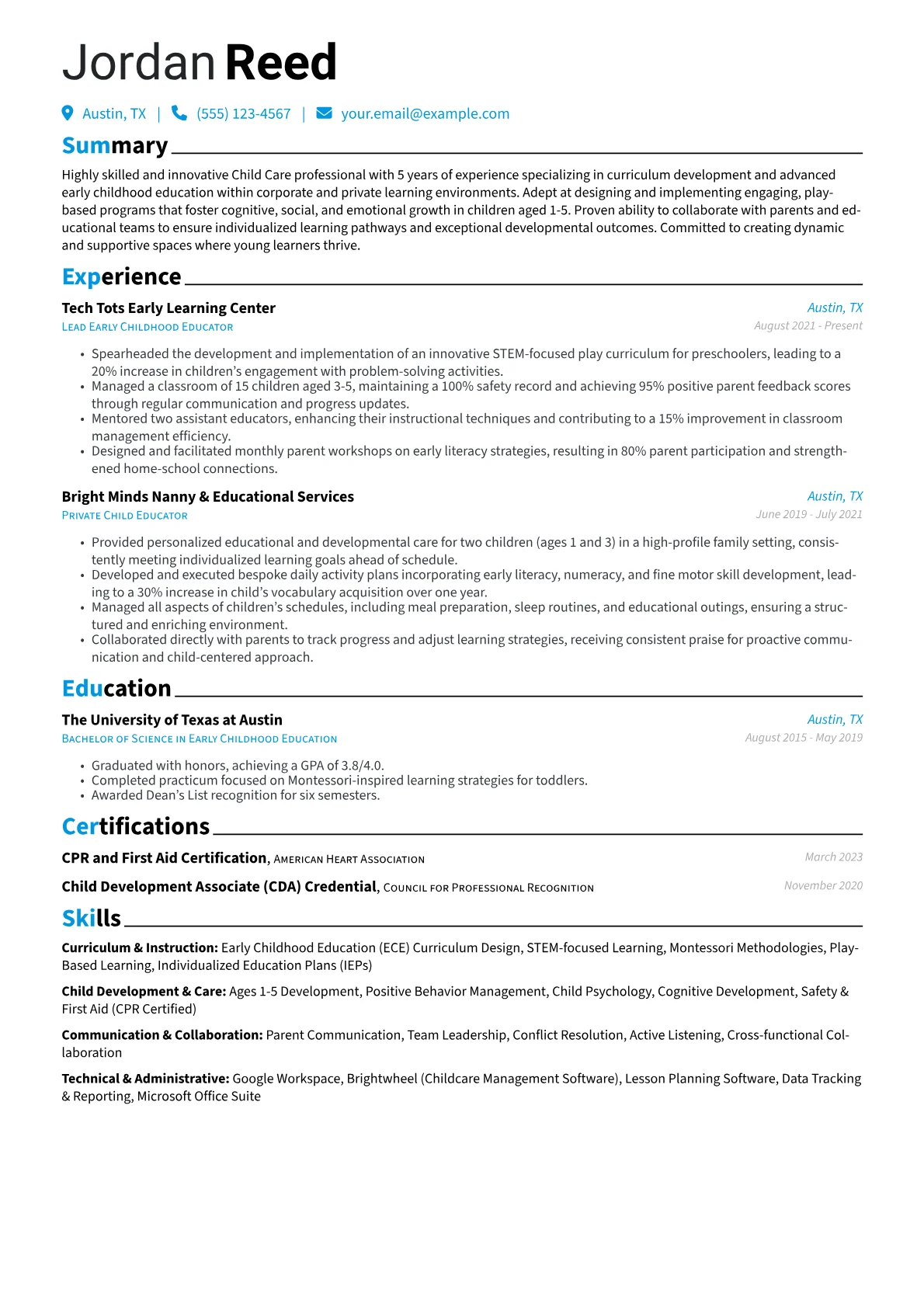 Child Care Specialist version - Page 1