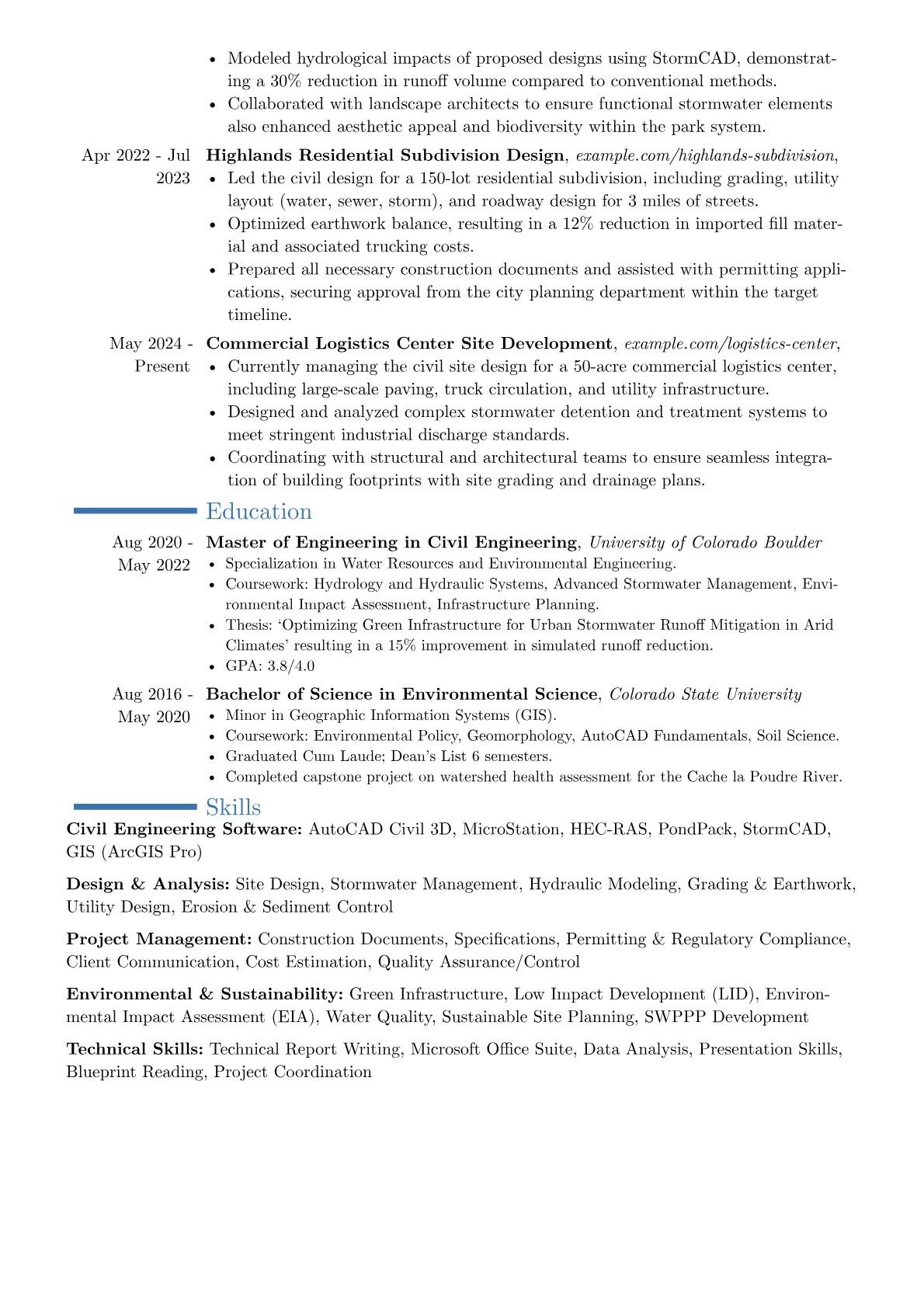 Civil Designer resume example, Career changer, page 2