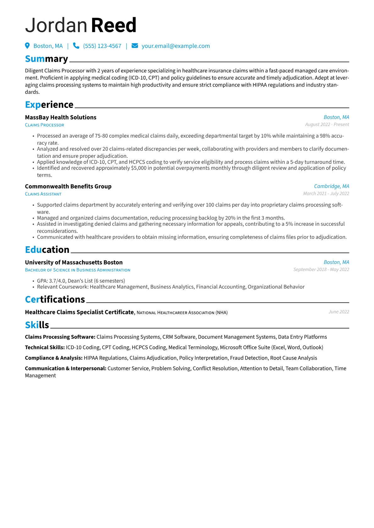 Claims Processor version - Page 1