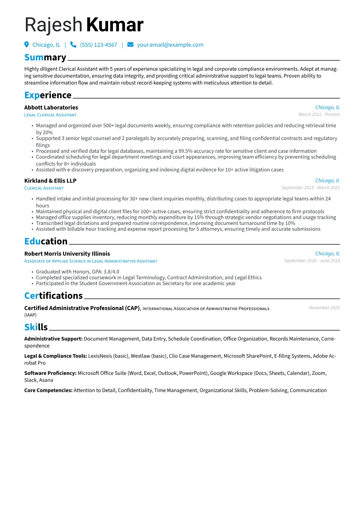 Clerical Assistant version - Page 1
