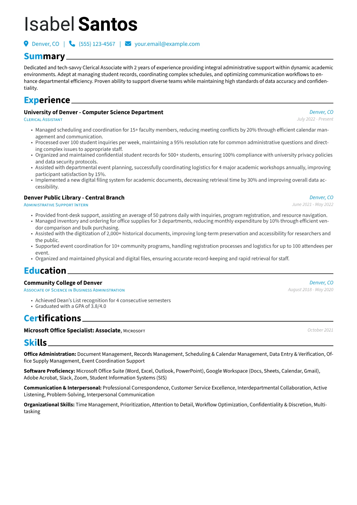 Clerical Associate version - Page 1