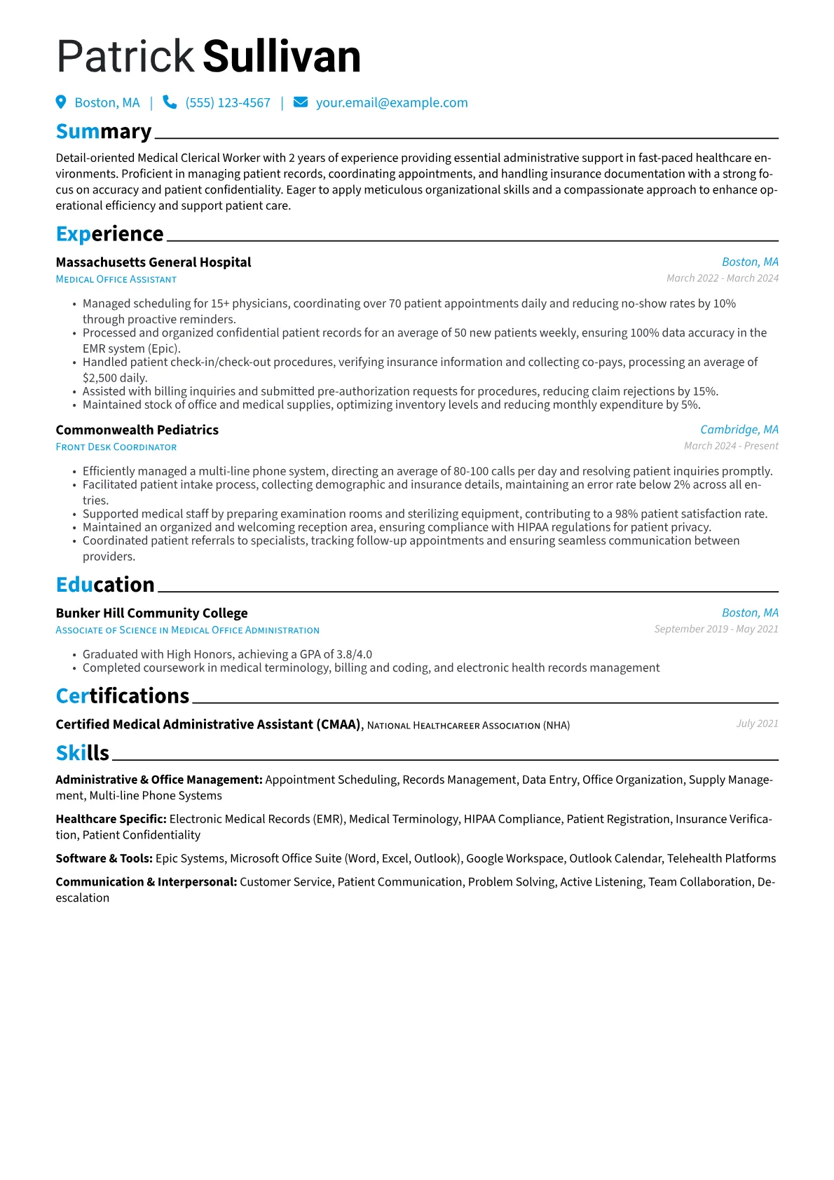 Medical Office Support version - Page 1