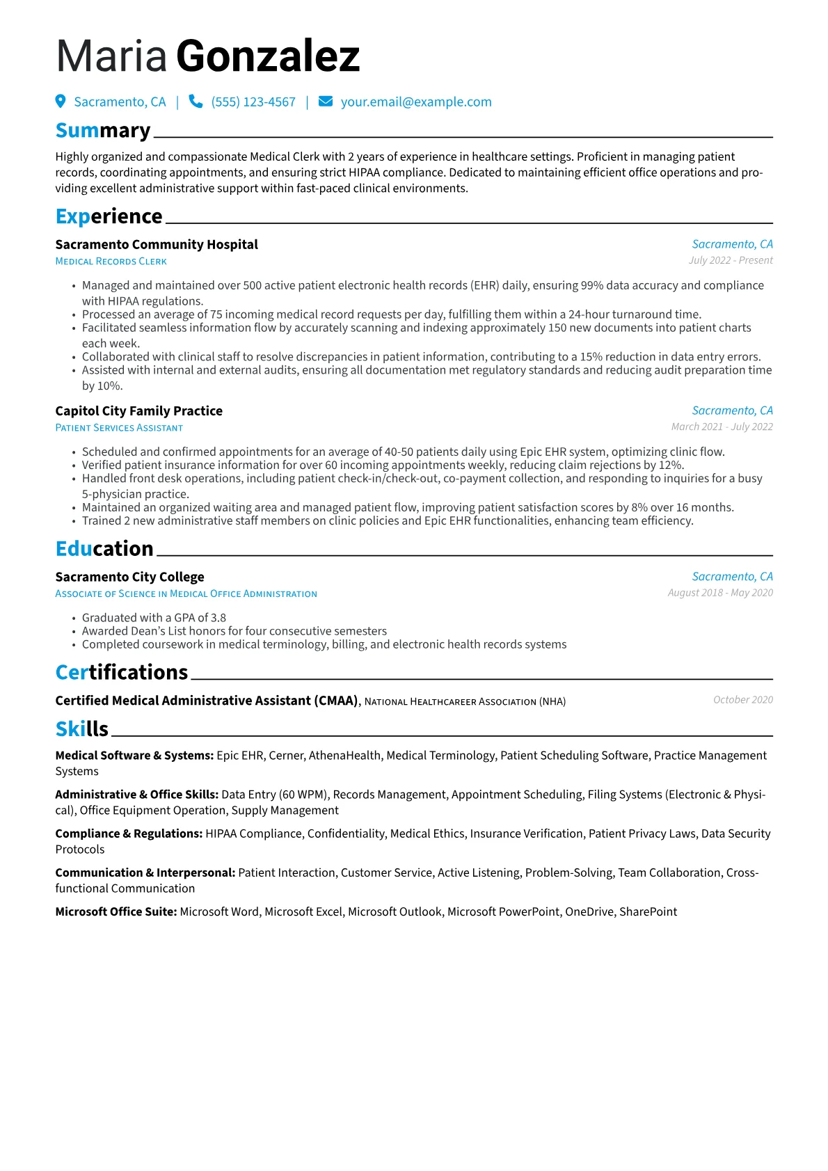 Medical Clerk version - Page 1