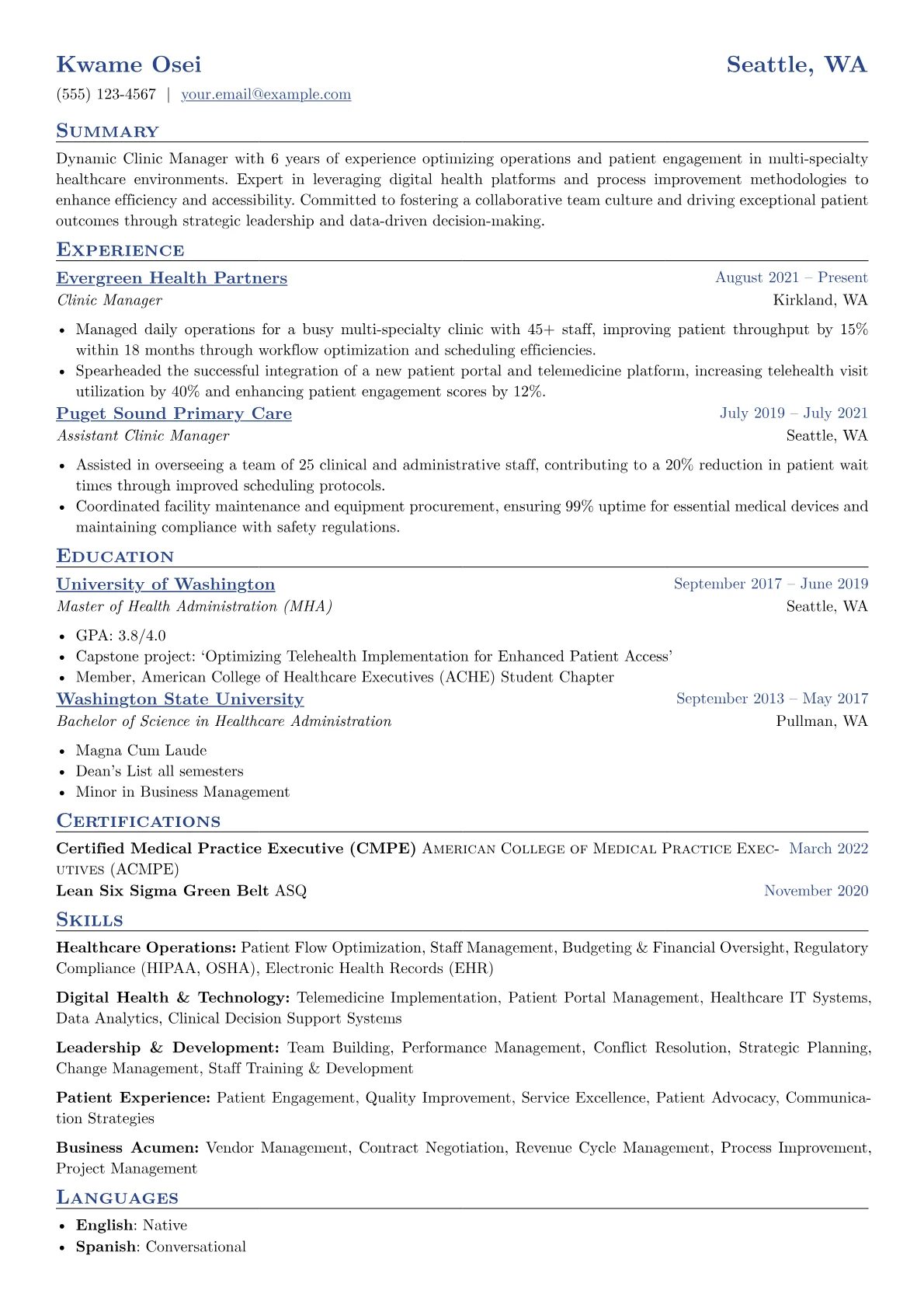 Clinic Manager version - Page 1