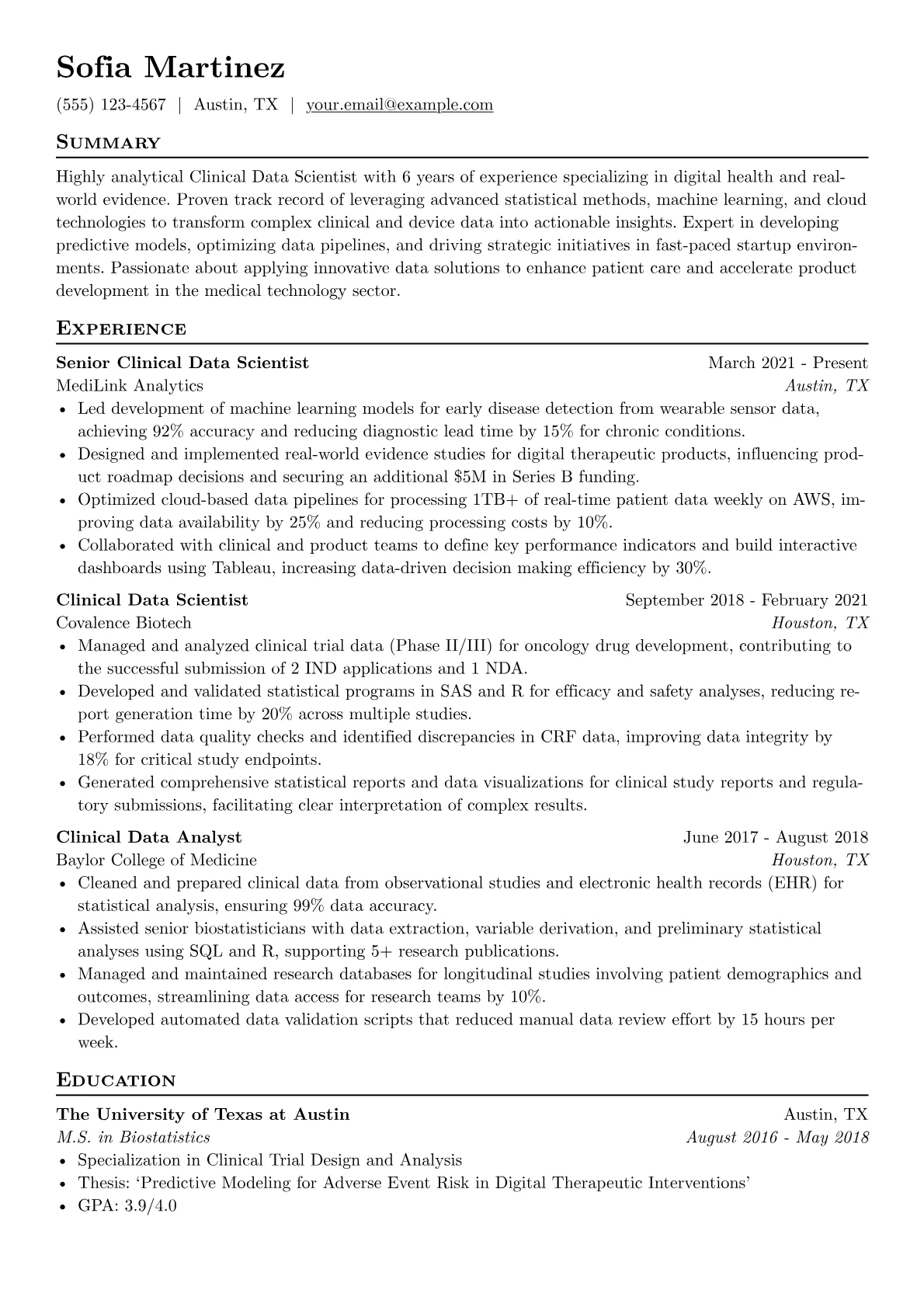 Clinical Data version - Page 1