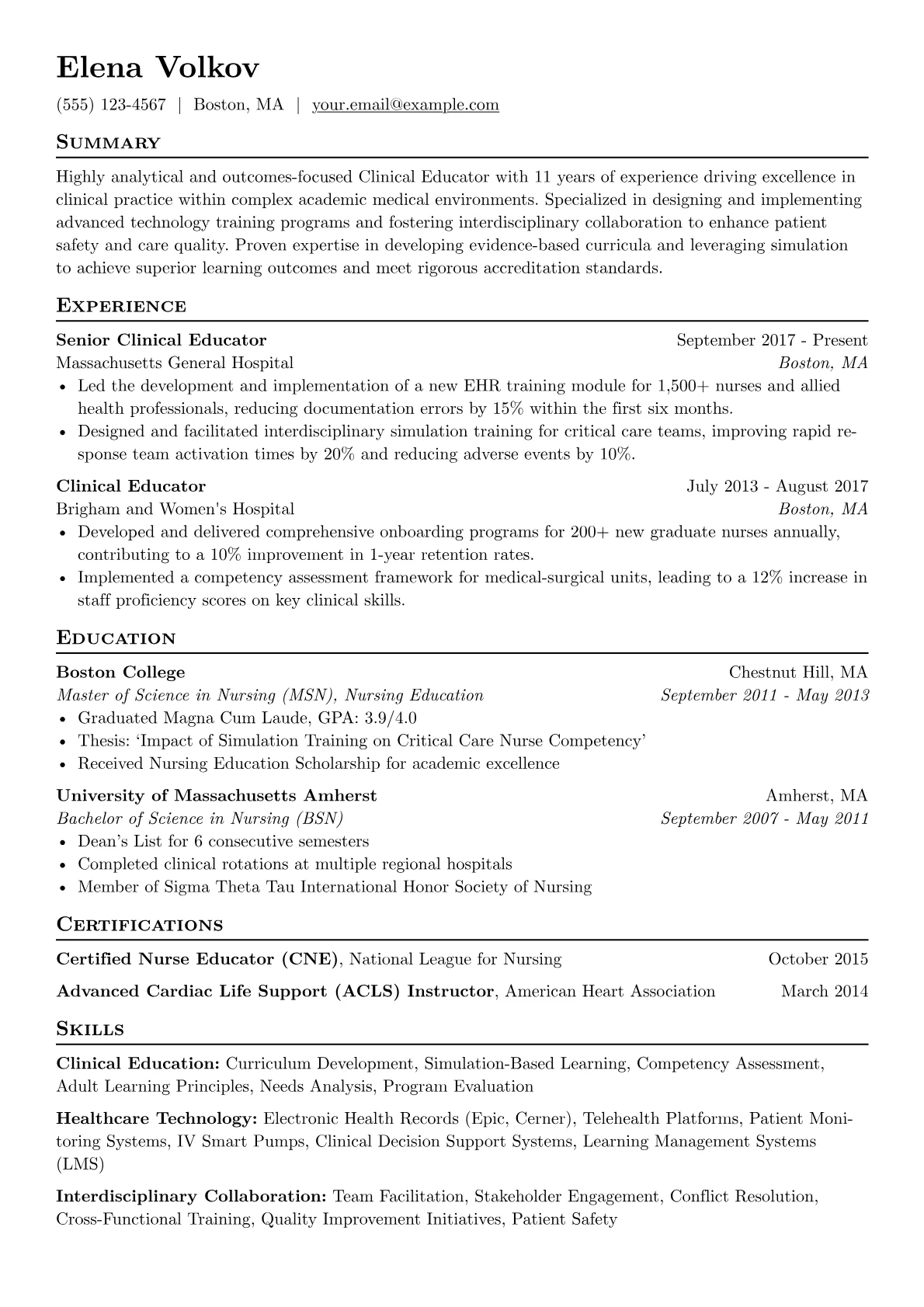 Clinical Educator version - Page 1