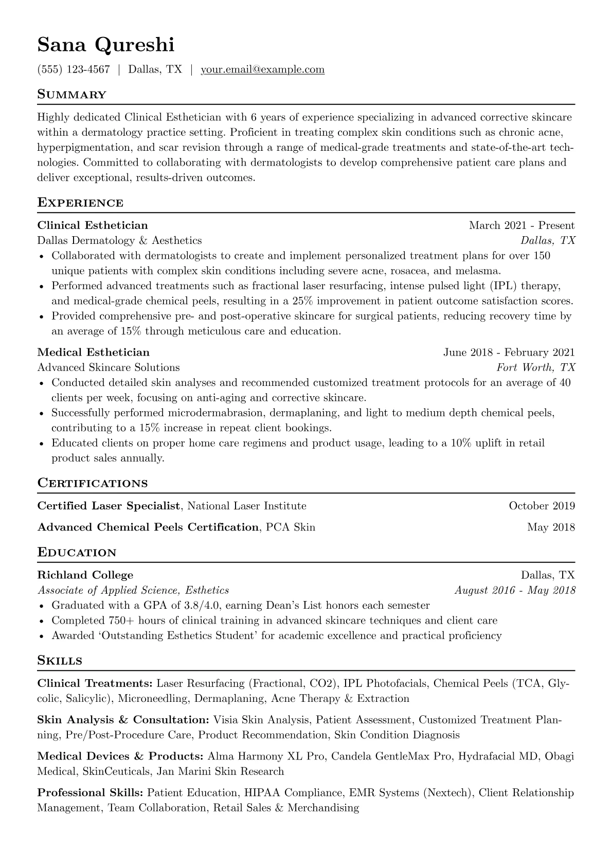Clinical Esthetician version - Page 1