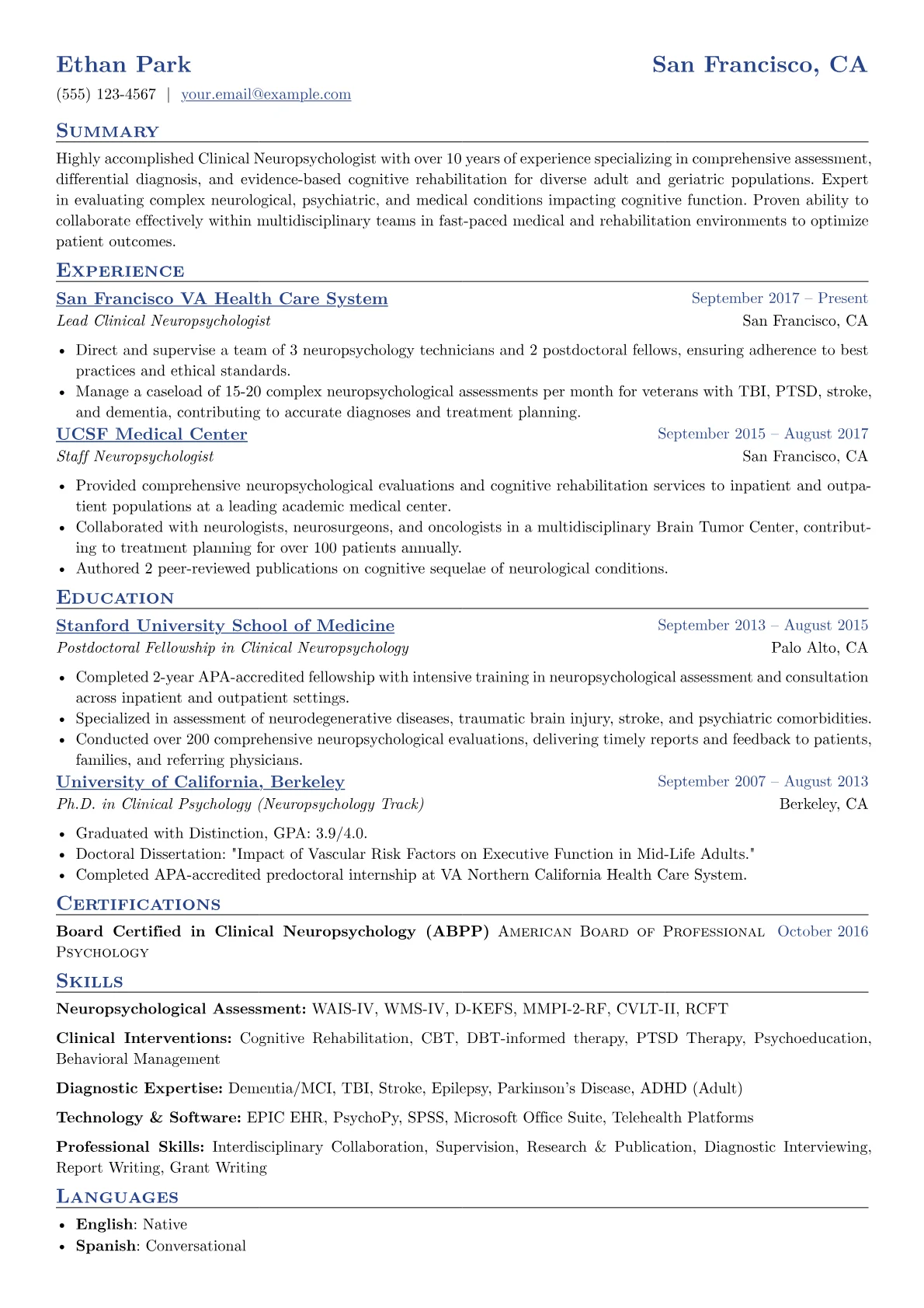 Clinical Neuropsychologist version - Page 1