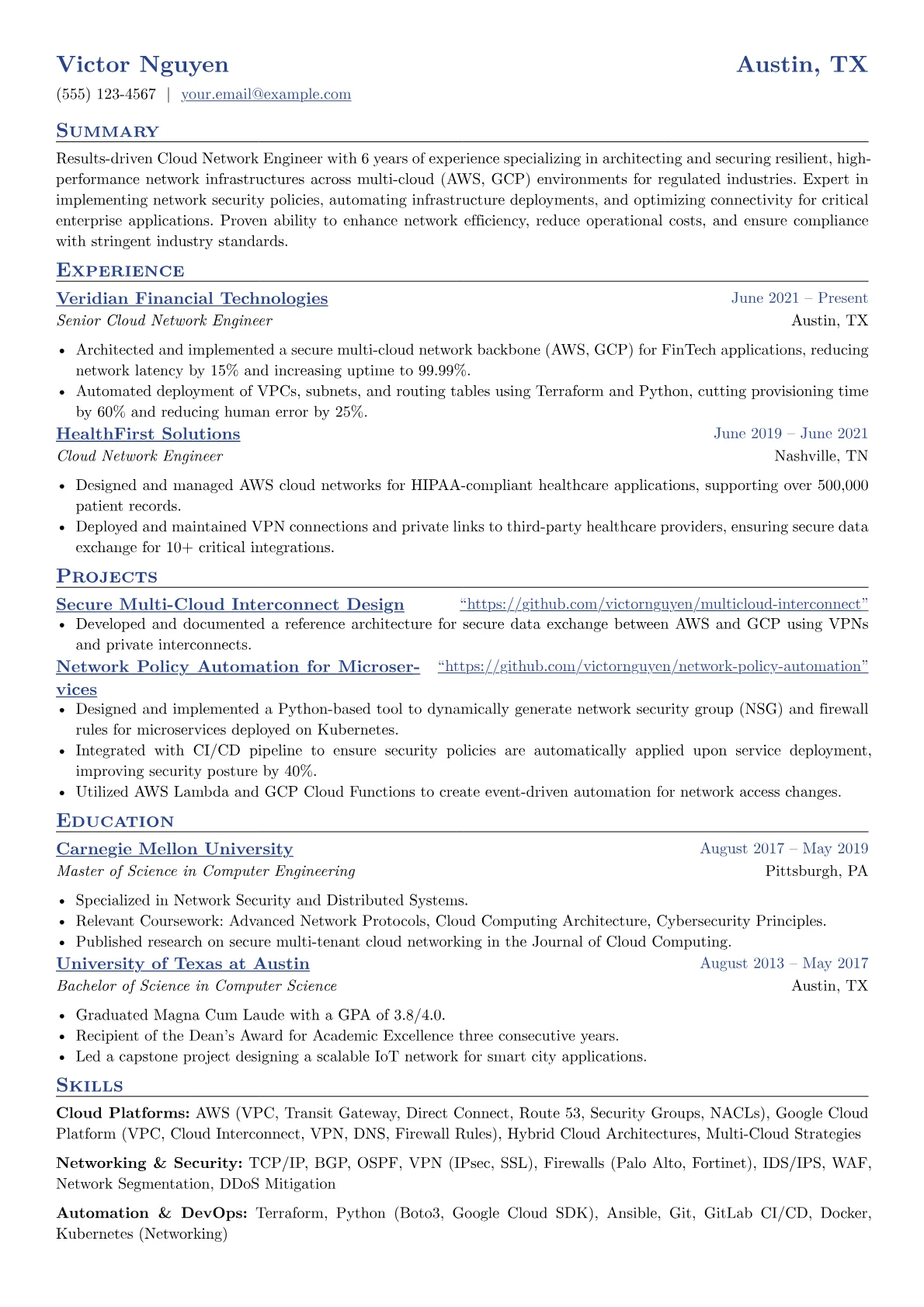 Cloud Network Engineer version - Page 1