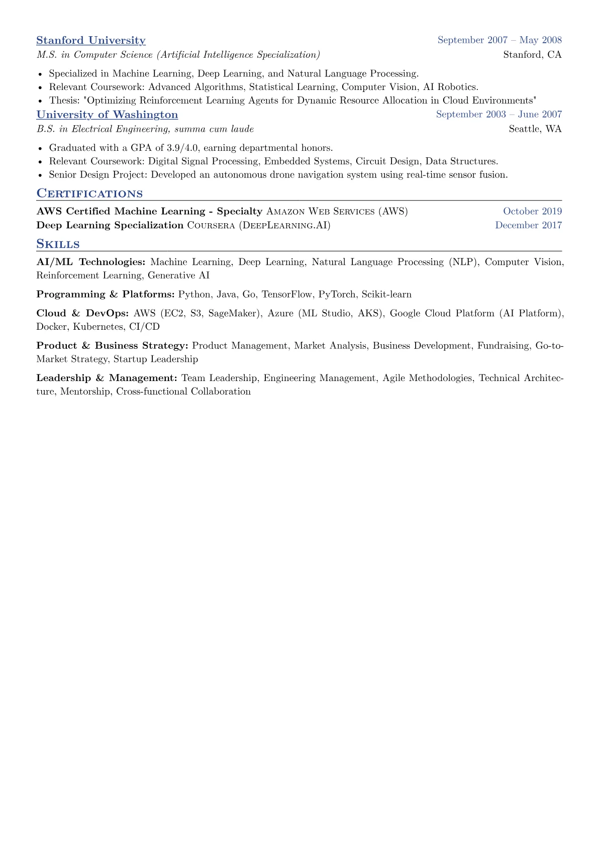 Co-Founder resume example, Co-Founder, page 2