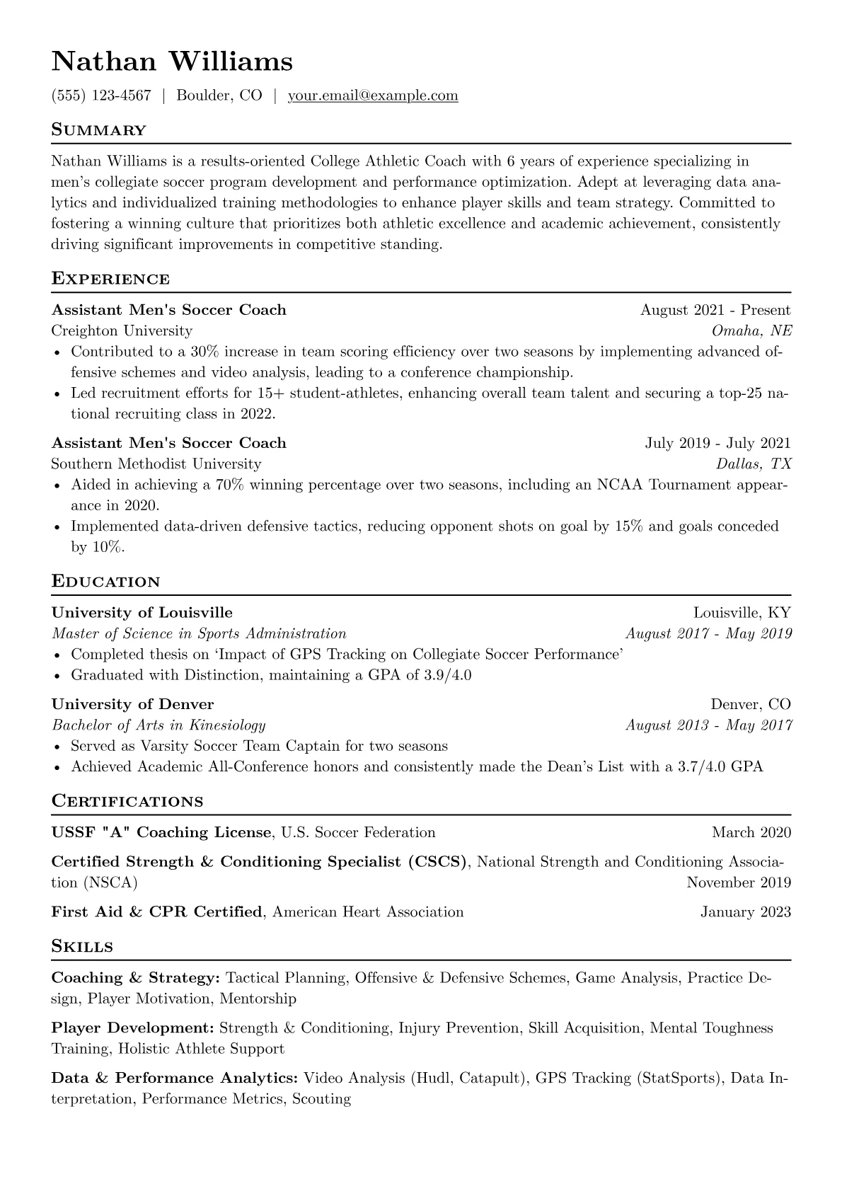 College Athletic Coach version - Page 1