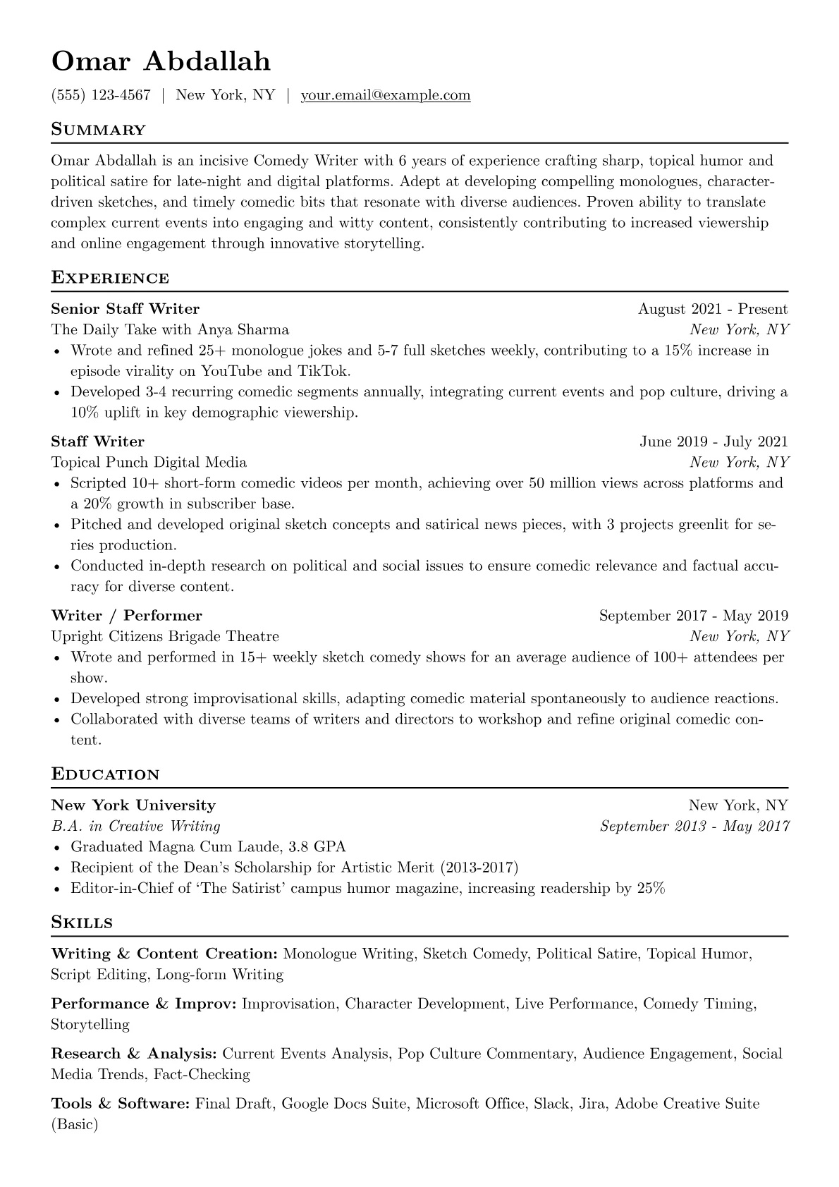 Comedy Writer - Late version - Page 1