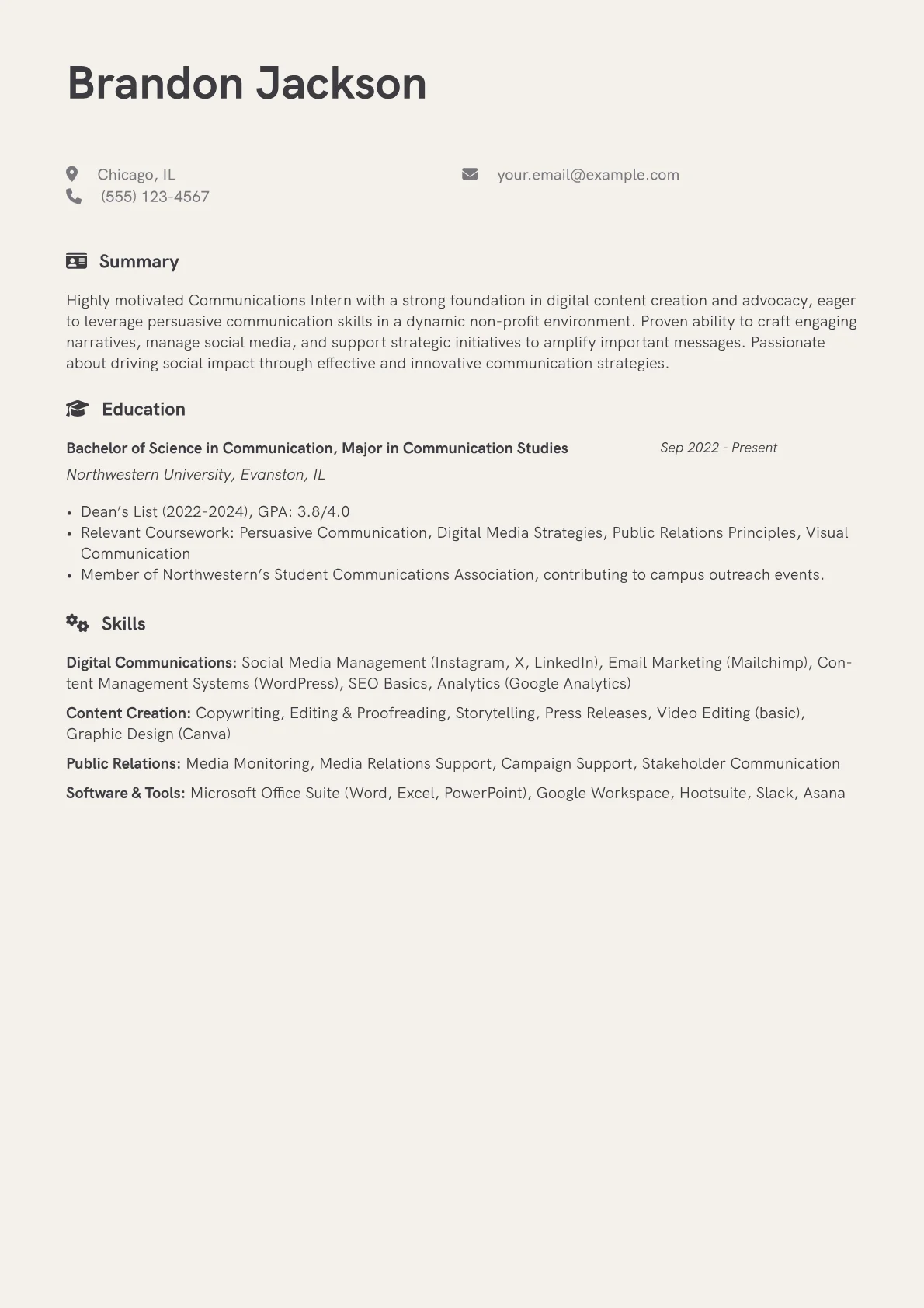Communications Intern version - Page 1