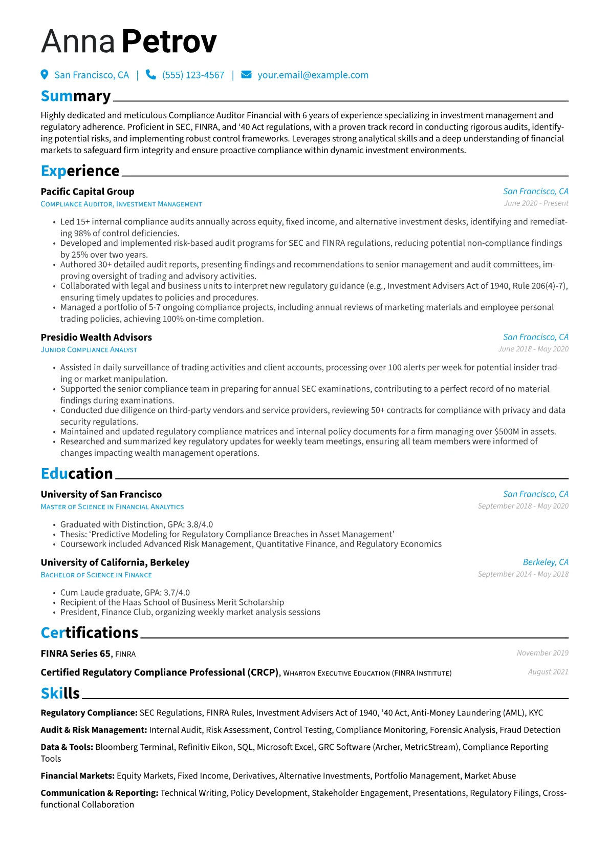 Regulatory Compliance version - Page 1