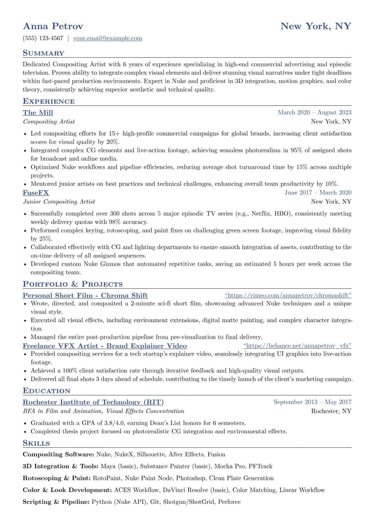 Compositing Artist version - Page 1