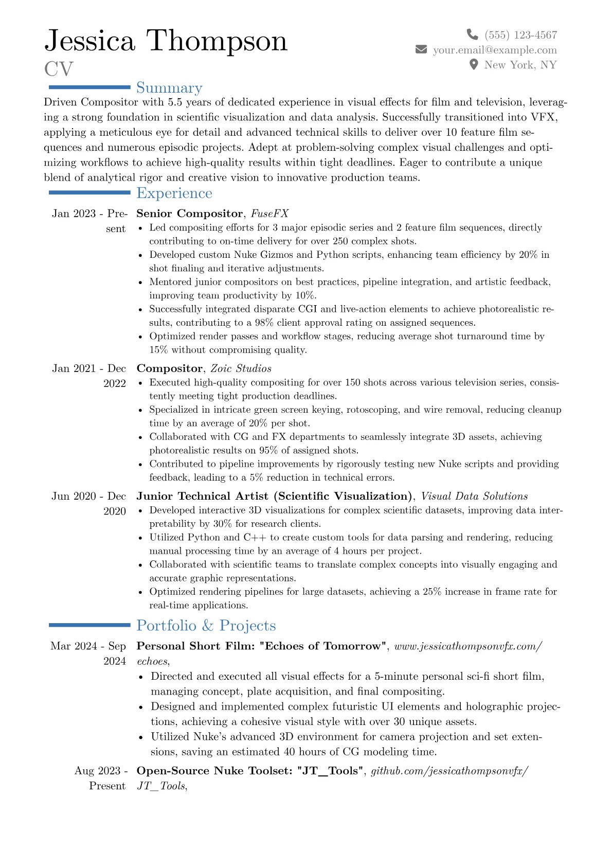 Compositor resume example, Career changer, page 1