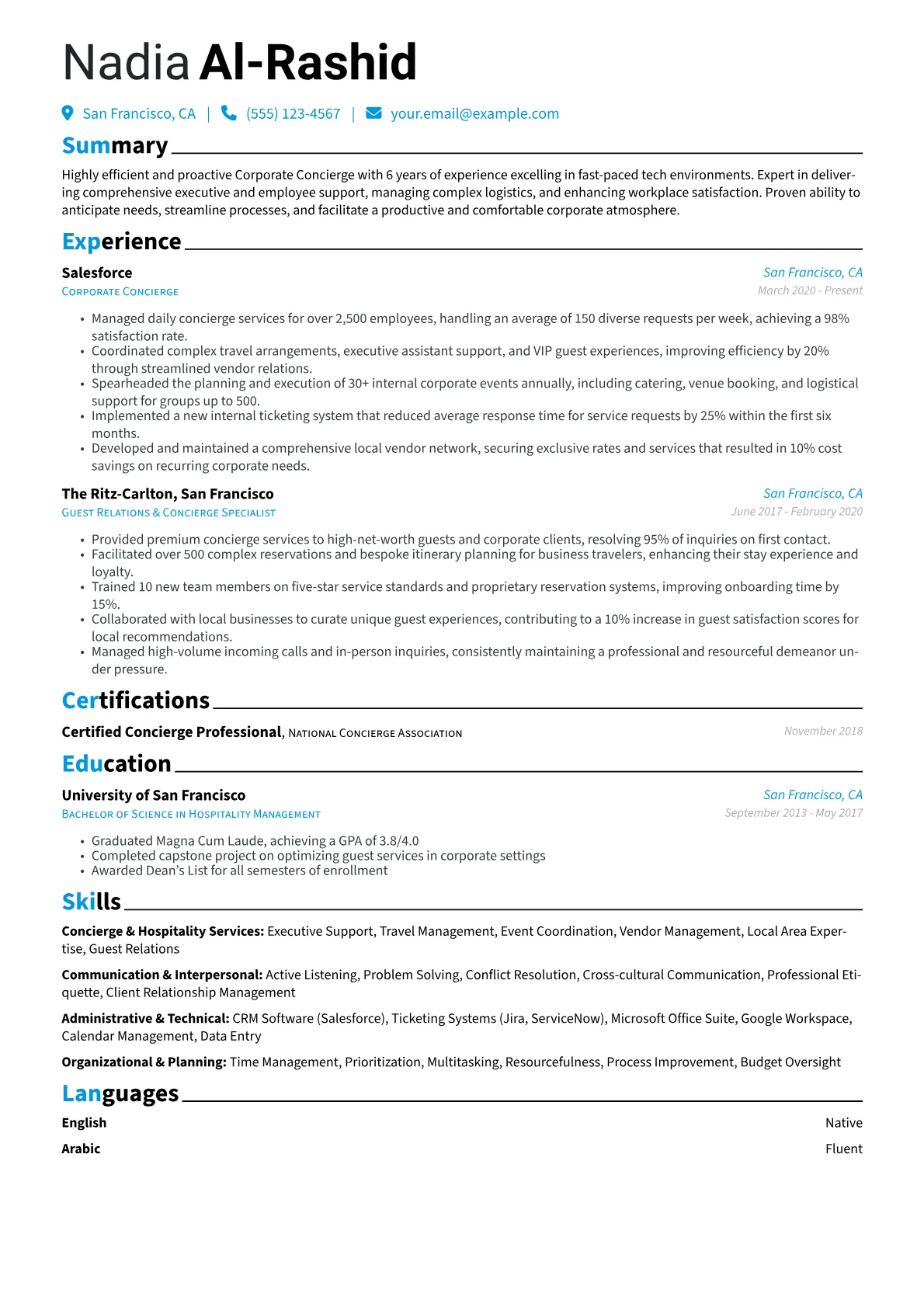 Corporate Concierge version - Page 1