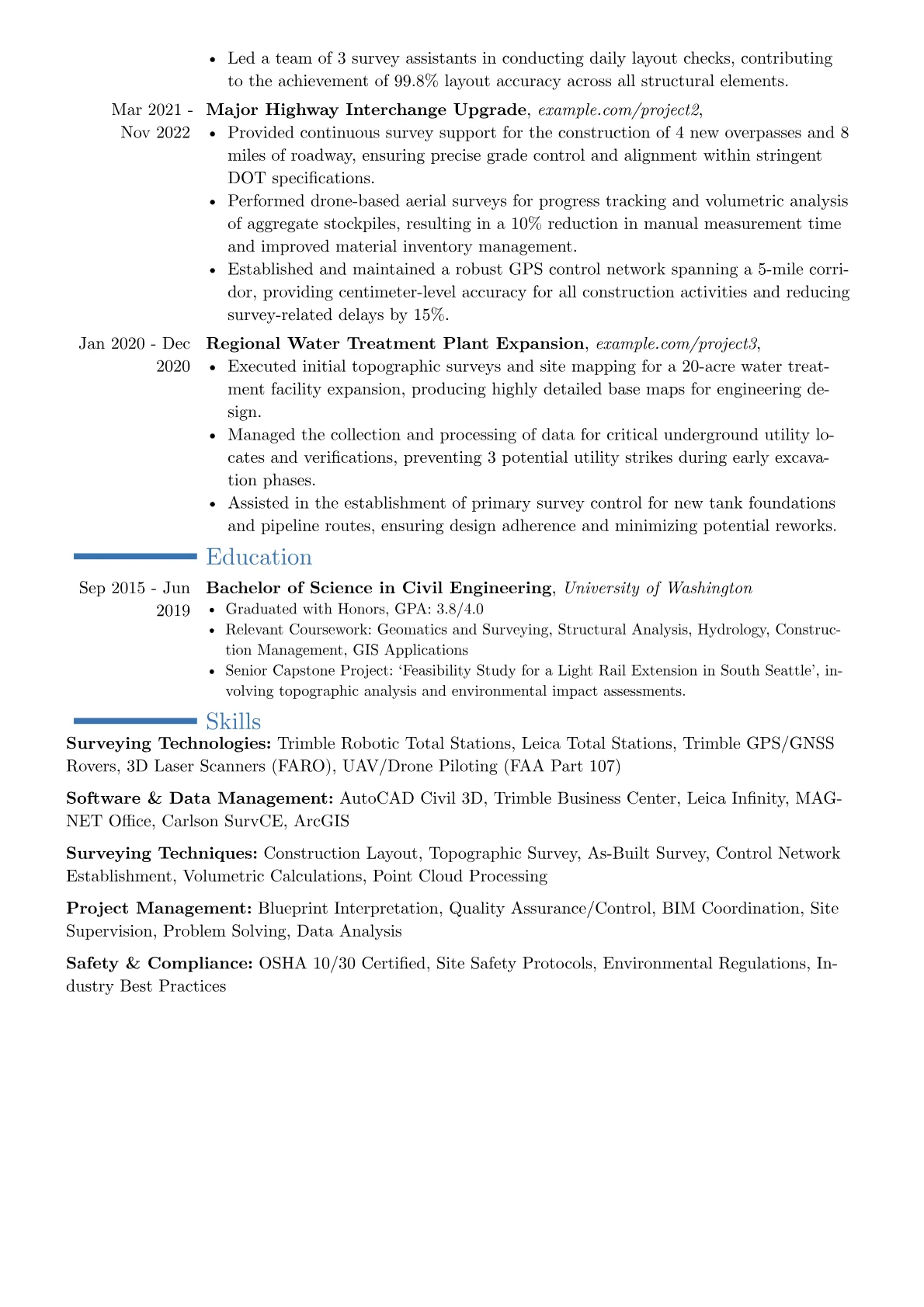 Construction Surveyor resume example, Career changer, page 2
