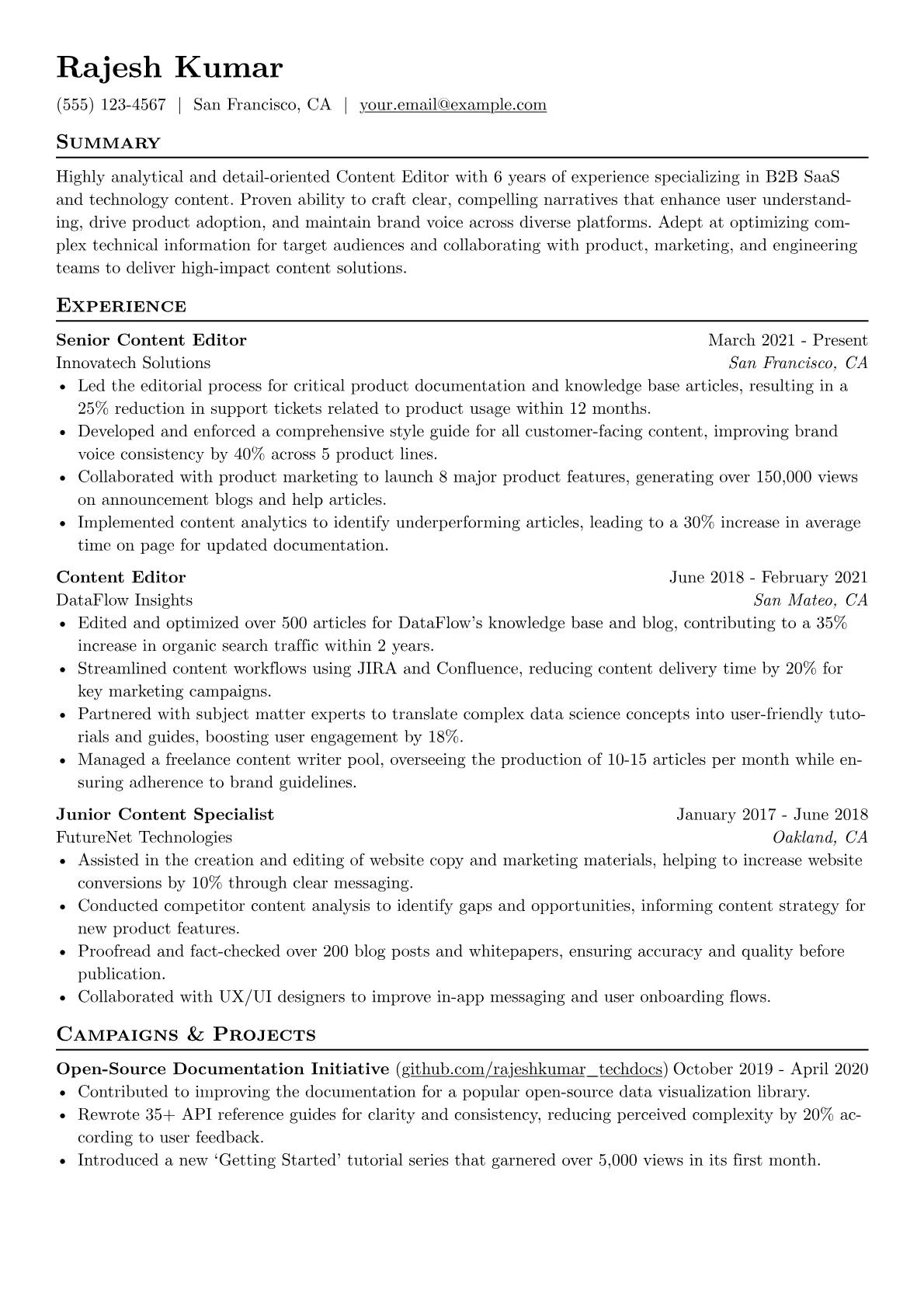 B2B SaaS Content Editor version - Page 1