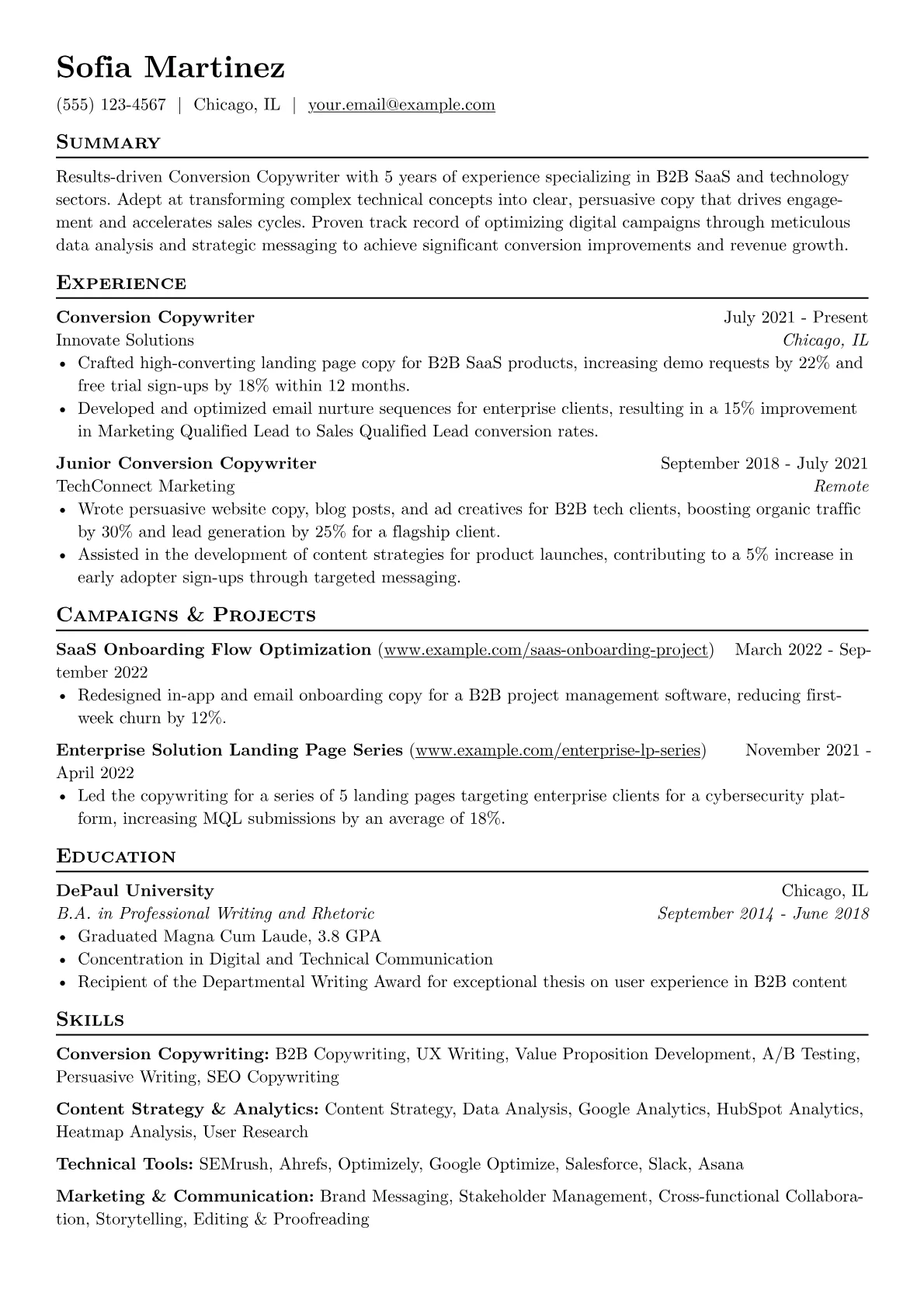 Conversion Copywriter version - Page 1