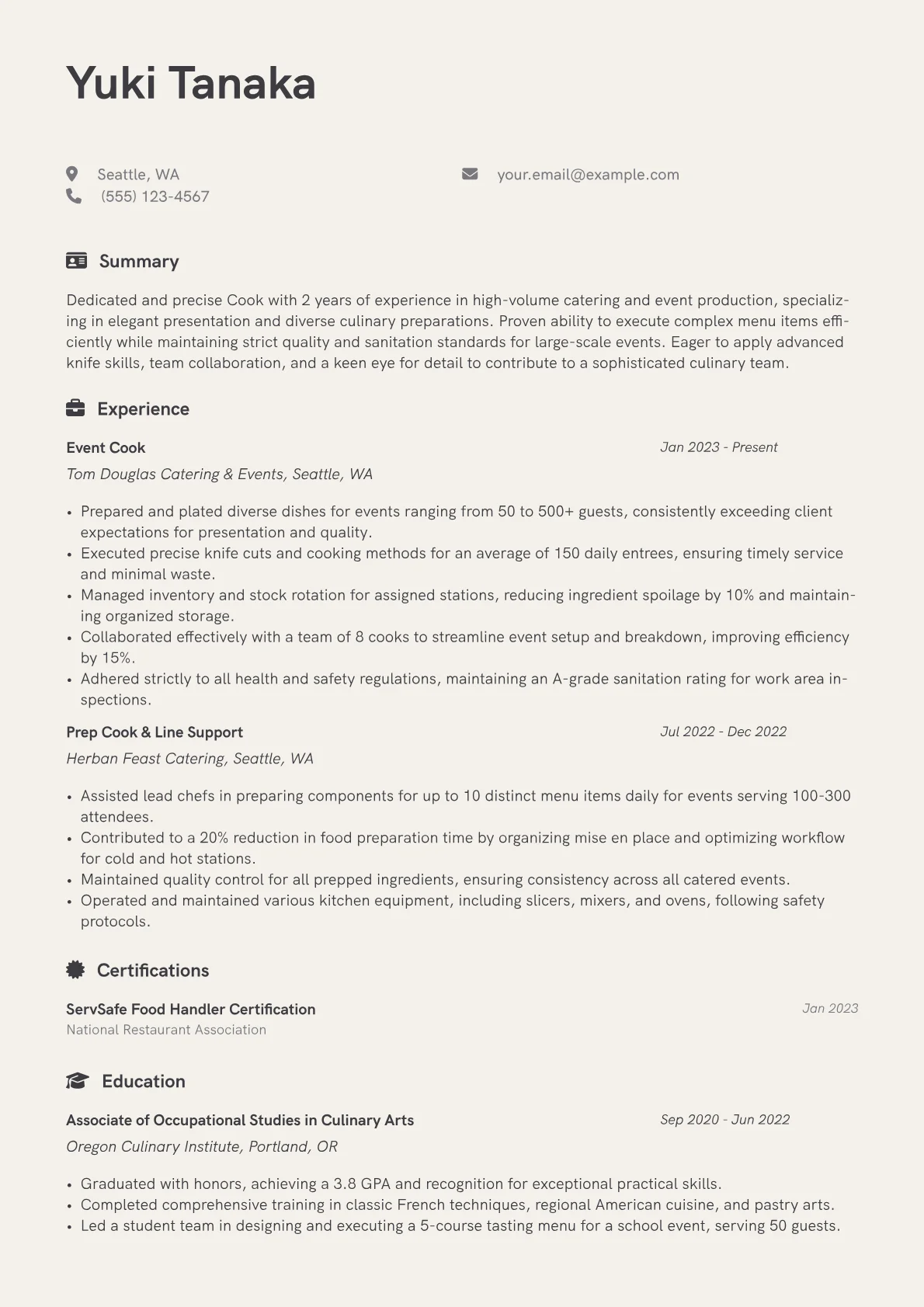 Cook - Catering Specialist version - Page 1