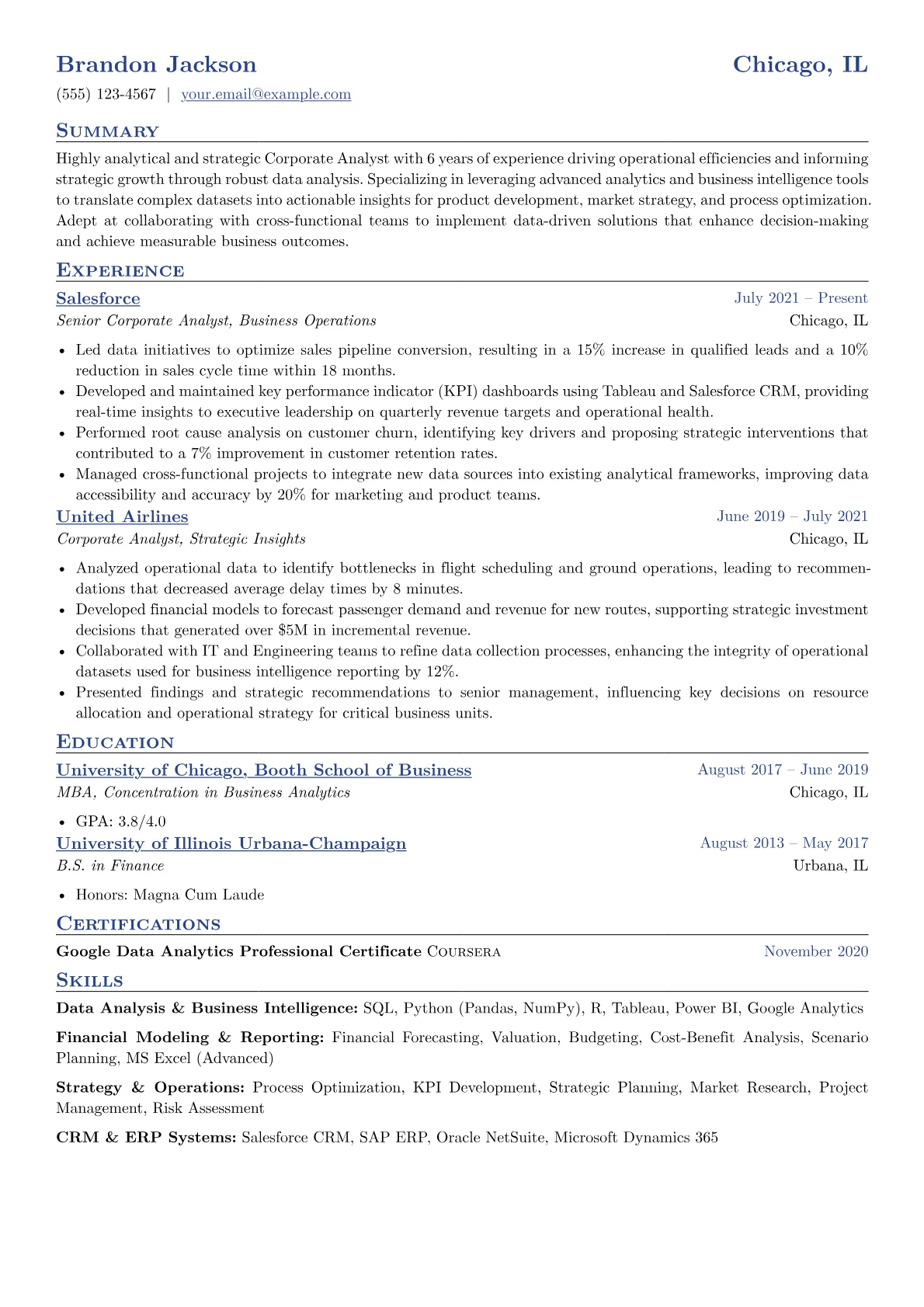Corporate Analyst version - Page 1