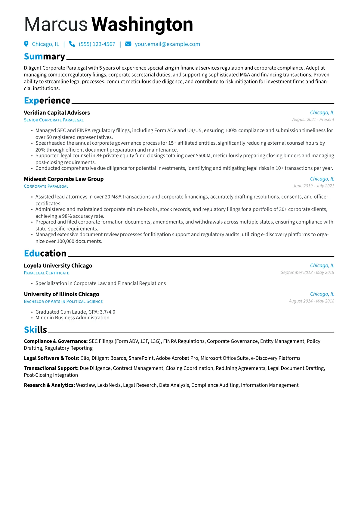Corporate Paralegal version - Page 1